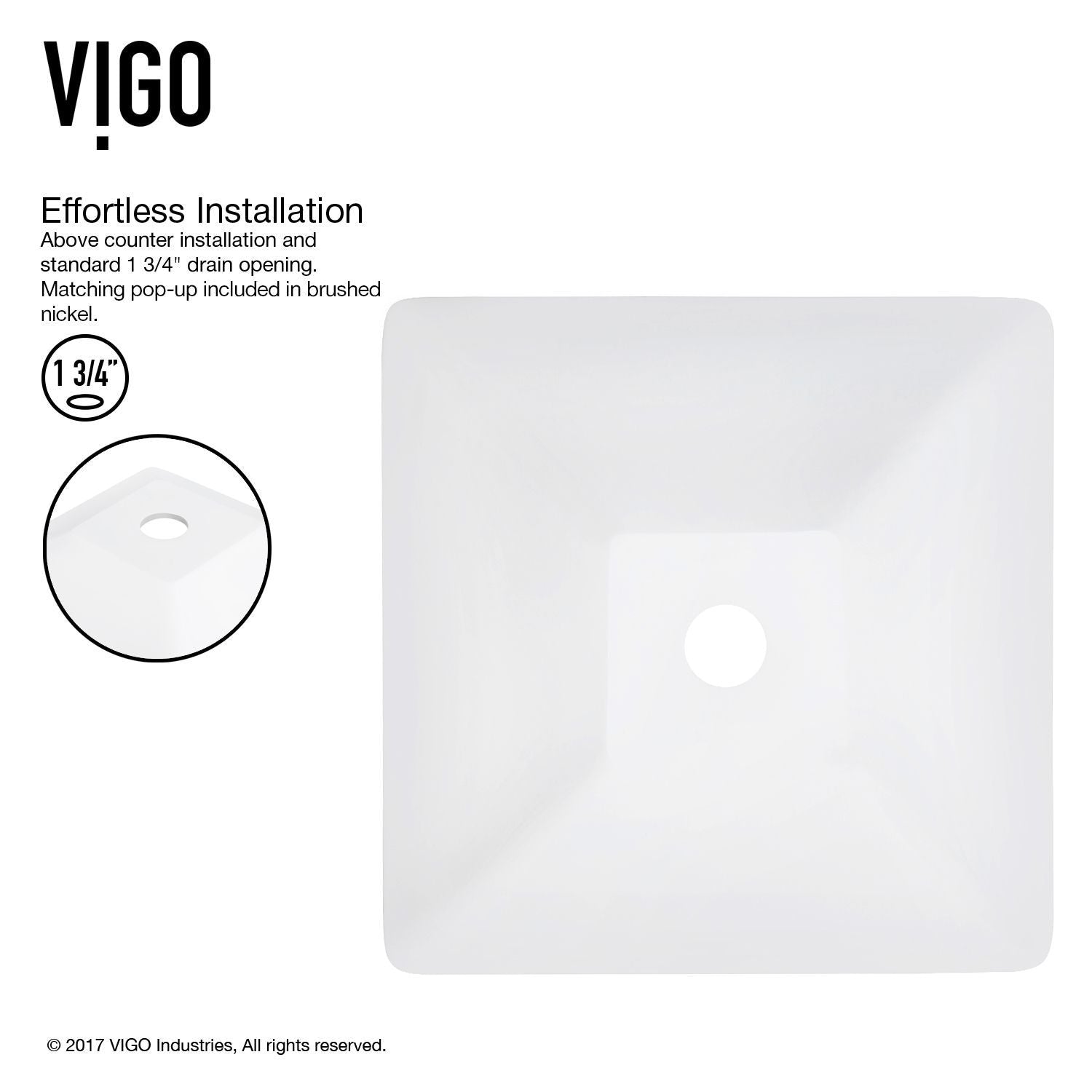 VIGO Hibiskus mattsteinweißes Badezimmerspüle/-becken mit Niko-Wasserhahn und quadratischem Verbundgefäß