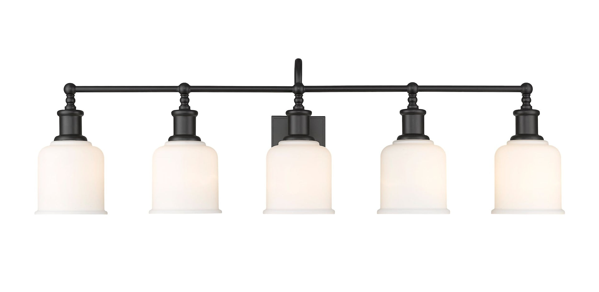 Z-Lite bryant 5-Licht-Eitelkeitslicht, schwarz mit Opalton