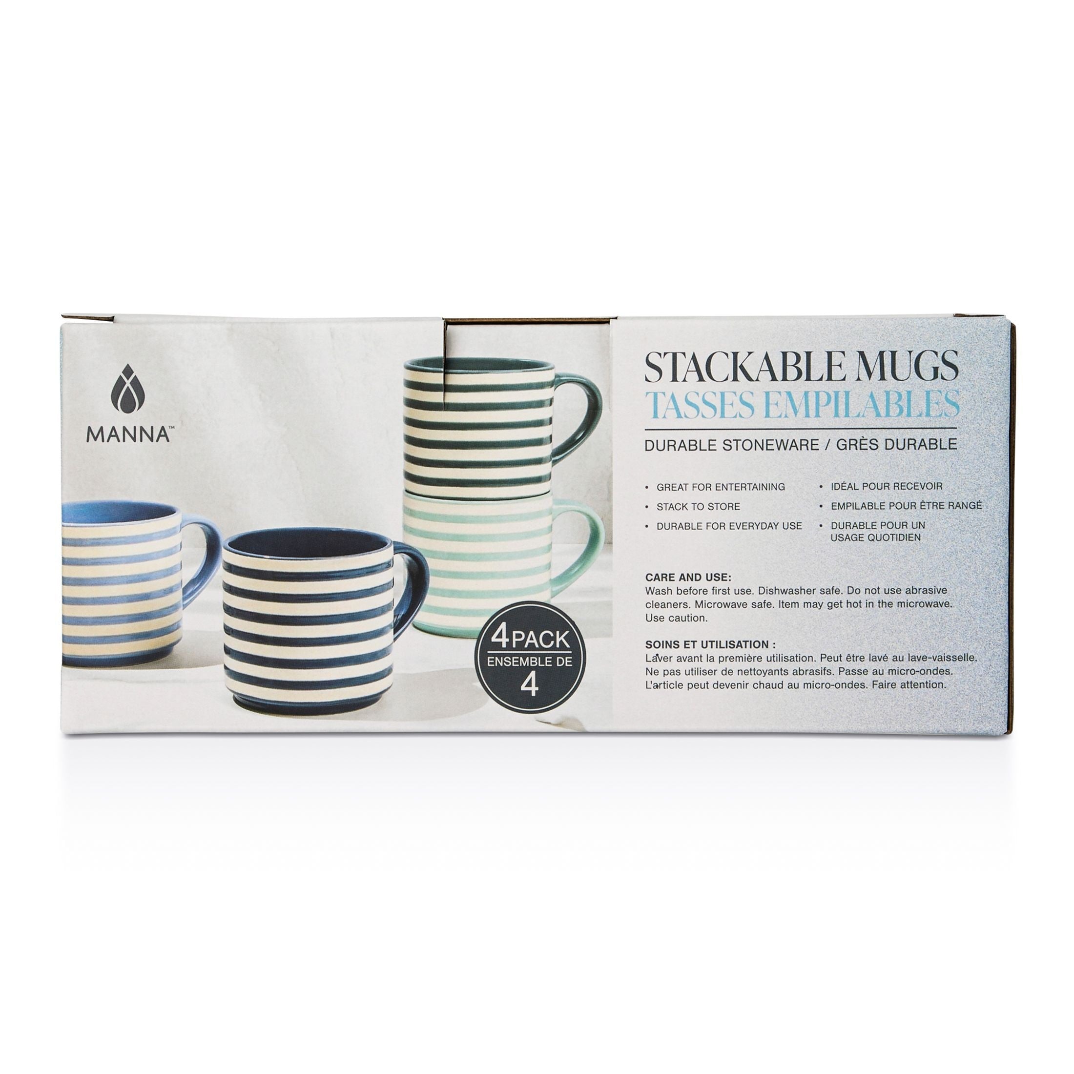 Manna blaue stapelbare Becher, verschiedene Farben, 4-pk