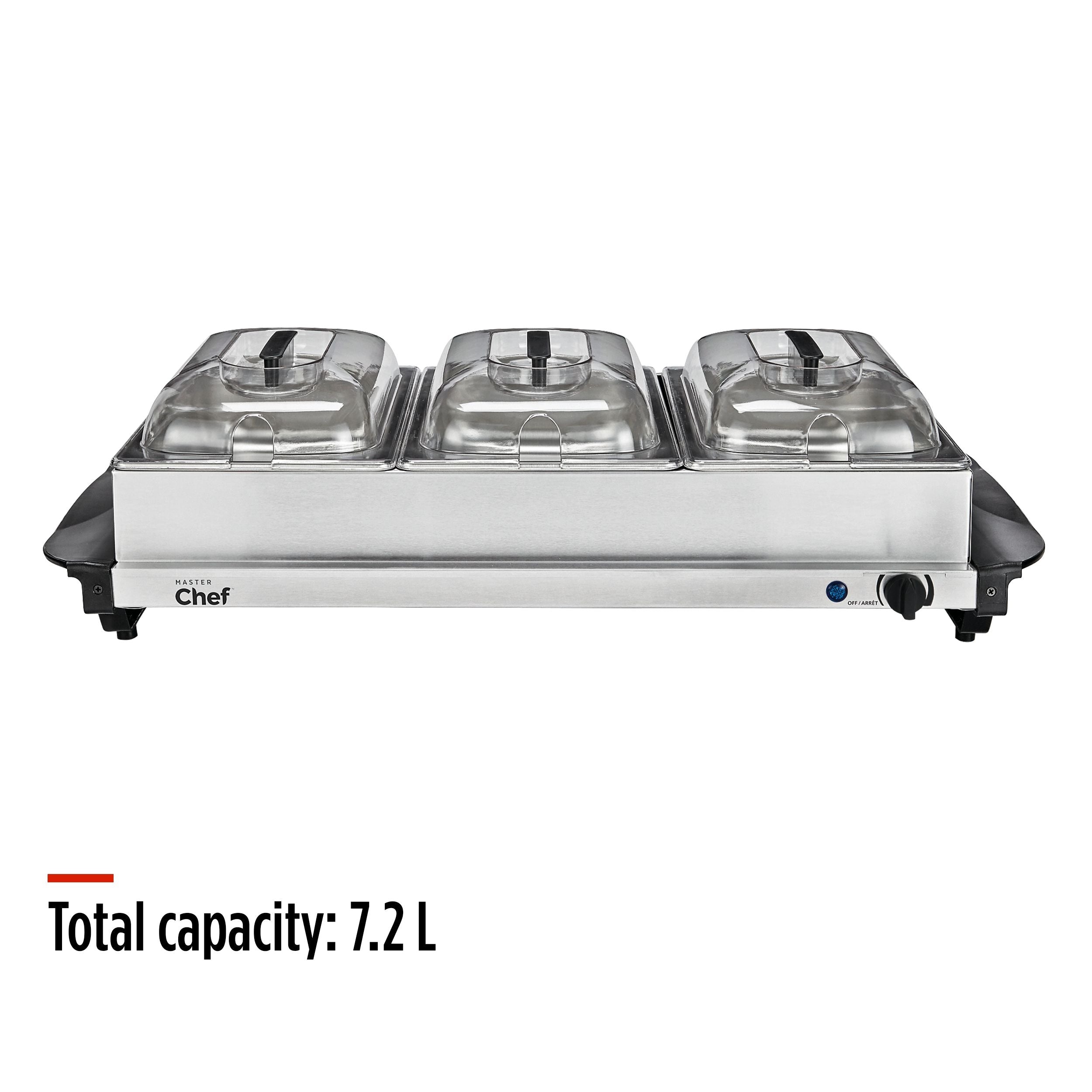 MASTER Chef 3-stufiger Buffetserver / Lebensmittelwärmer mit Warmhalteschale, Edelstahl, 300W