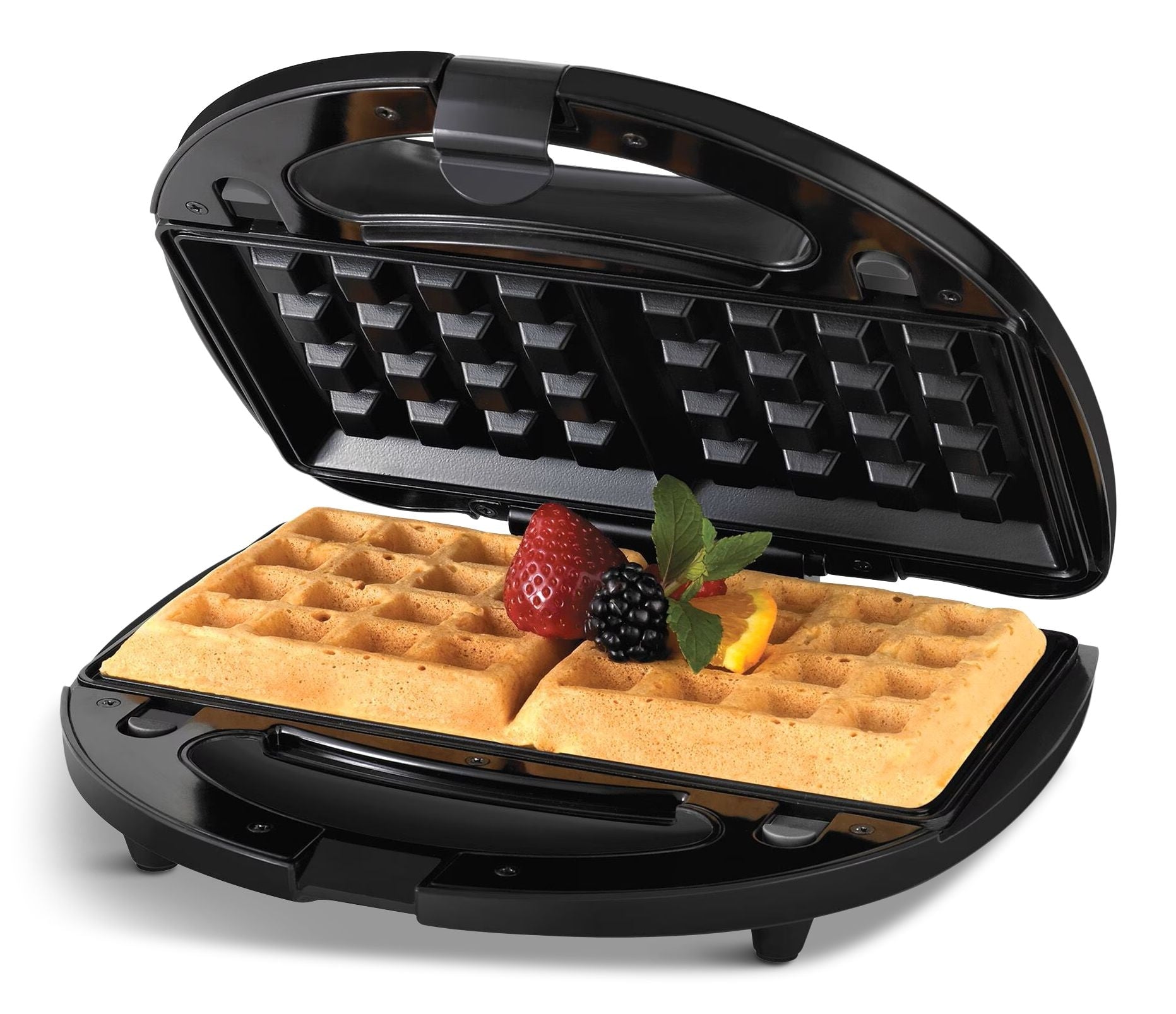 Black & Decker 4-in-1 runde kompakte Waffelmaschine mit auswechselbaren Platten und Anzeigeleuchten