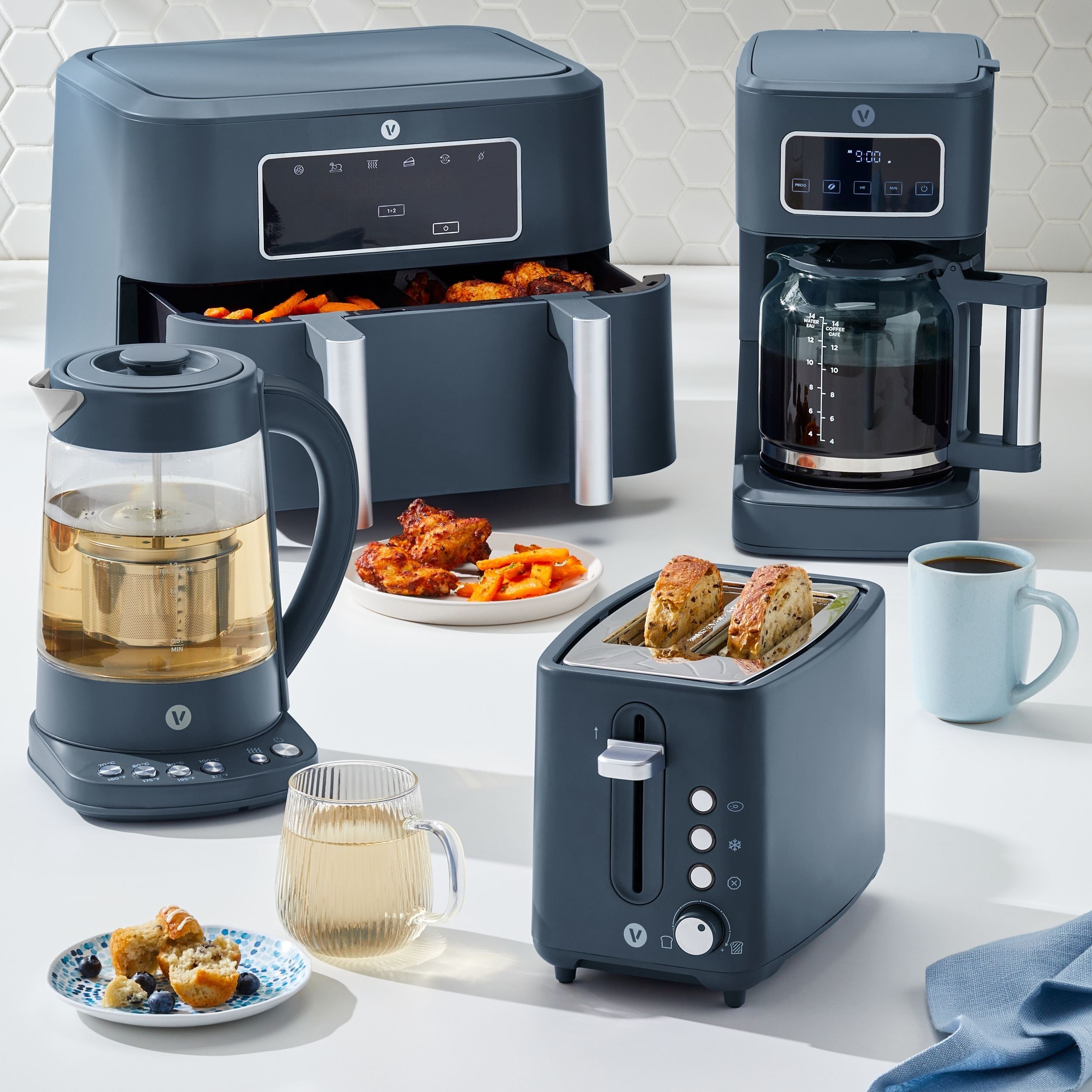 Vida by PADERNO Farbserie elektrischer variabler Temperatureinweichkessel, Blauflossenthun, 1,7-l