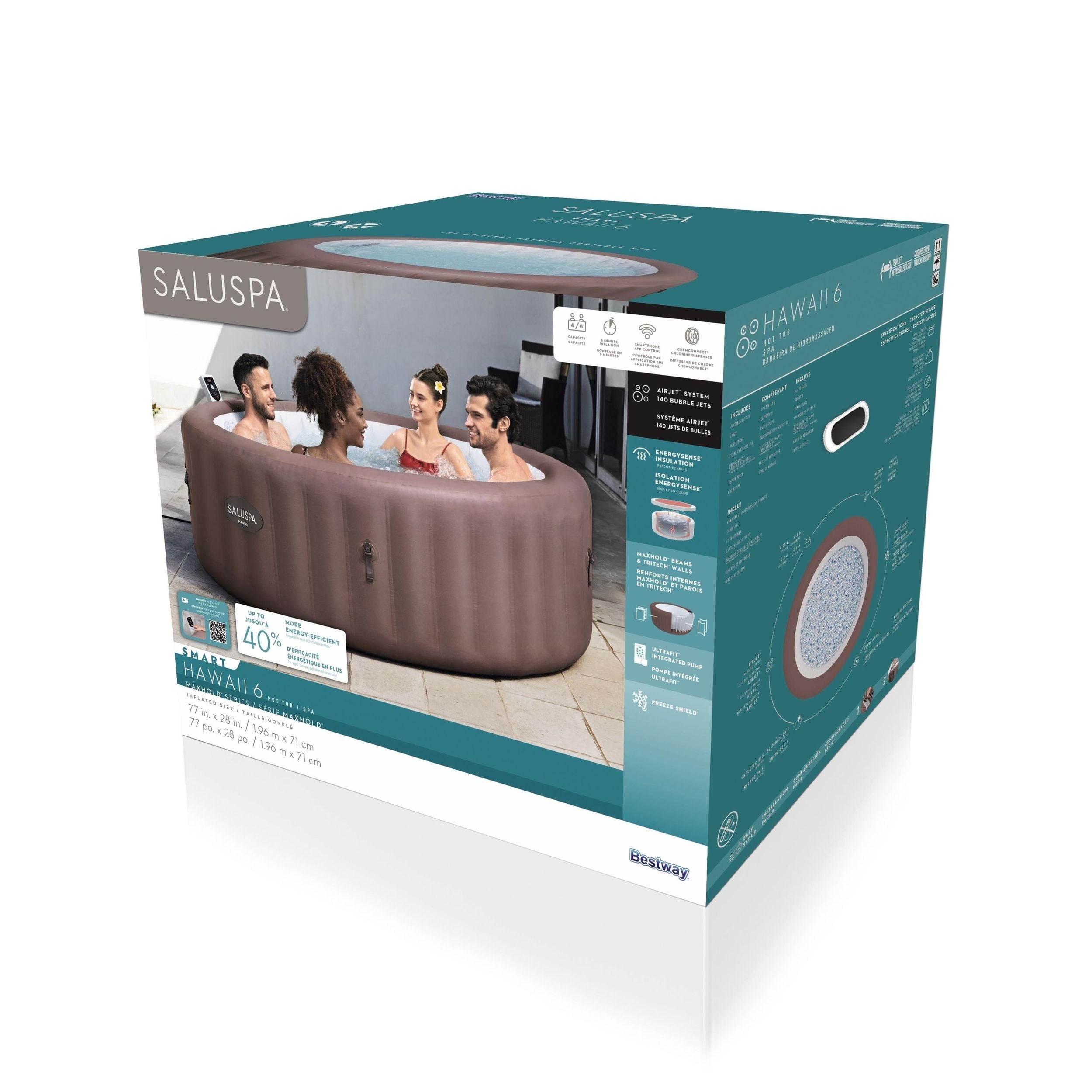 Salu Spa Hawaii Smart Airjet 6-Personen Terrakotta Round Spa, 77-in x 28-in