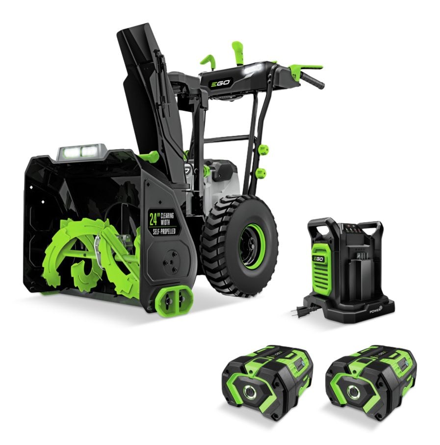 EGO POWER+ 56V bürstenloser, schnurloser 24-in-selbstfahrender 2-stufiger Schneebläser mit Spitzenleistung mit 2x7,5ah-Batterien & 280W Dual-Port-Ladegerät