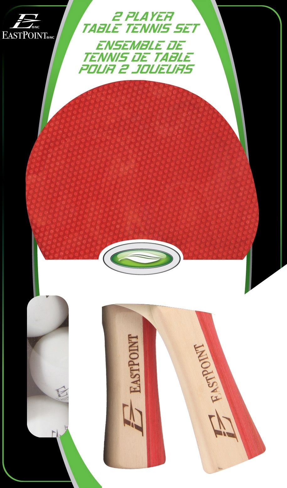 EastPoint 2-Spieler-Tischtennis/Ping-Pong-Set mit Paddeln/Rackets & Bällen, 5-pc