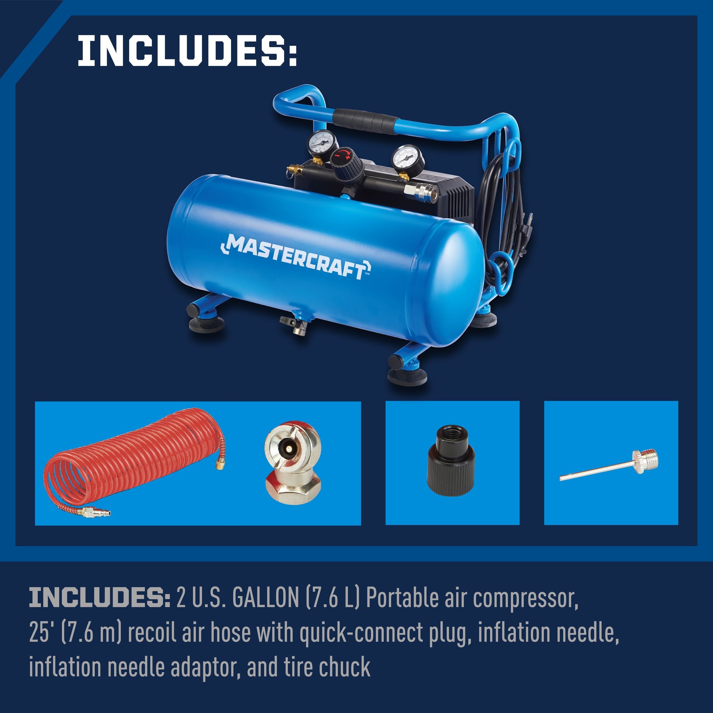 Mastercraft ölfreier tragbarer 2-Gallonen-Luftkompressor
