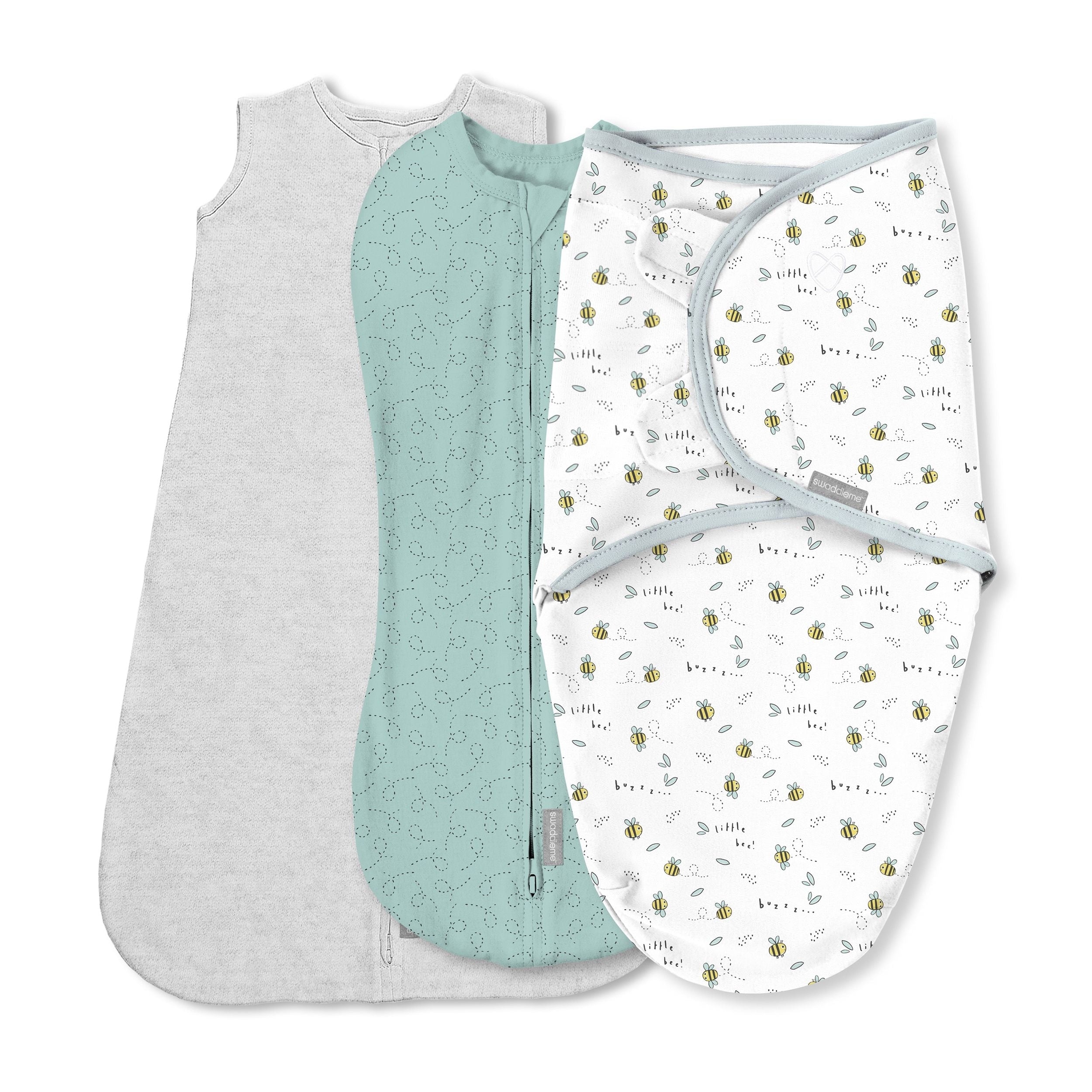 SwaddleMe Bequemlichkeit Wechselswaddle, kleine Bienen, klein/mittel, 3-pk