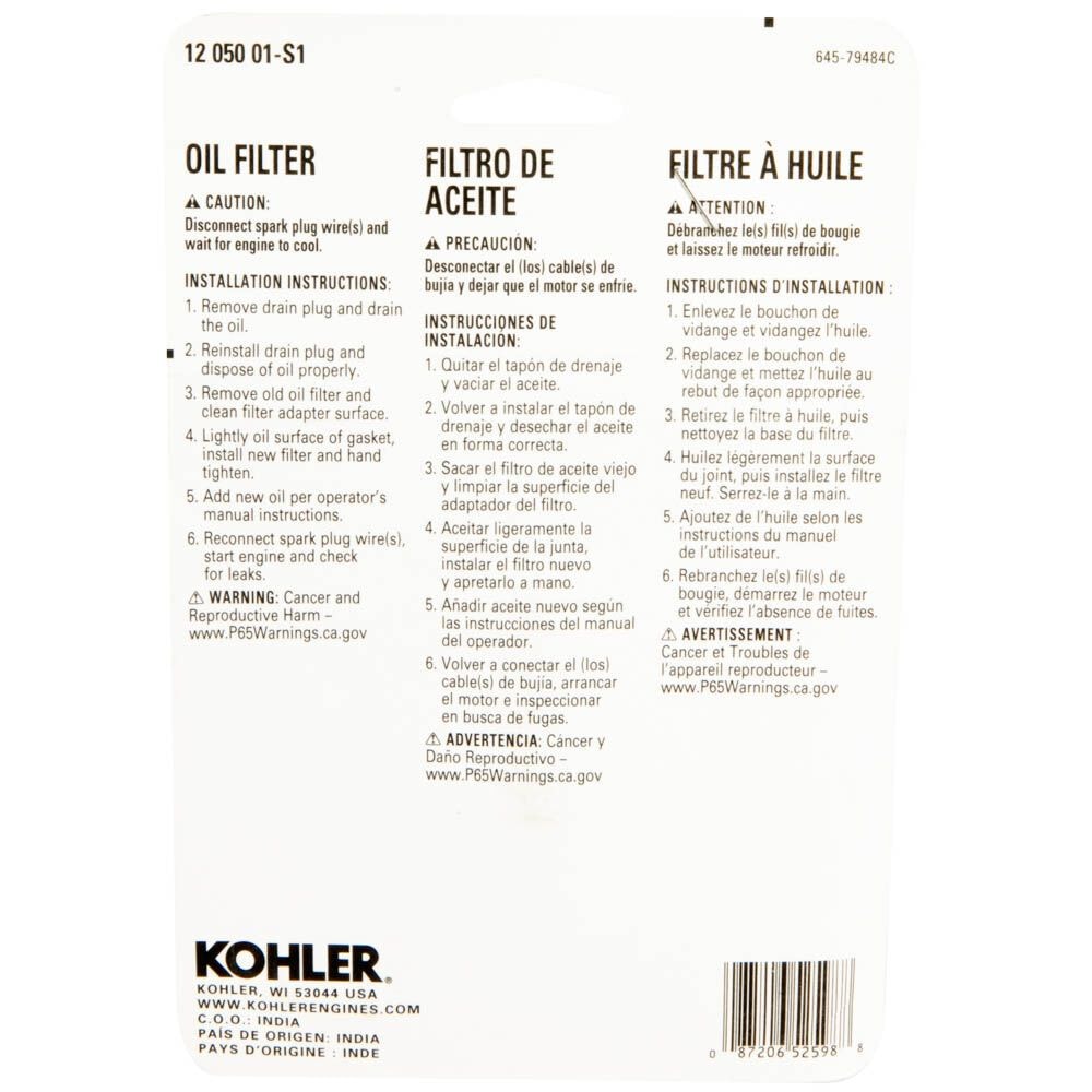 Kohler Ersatz-Try-Ziegel-Ölfilter