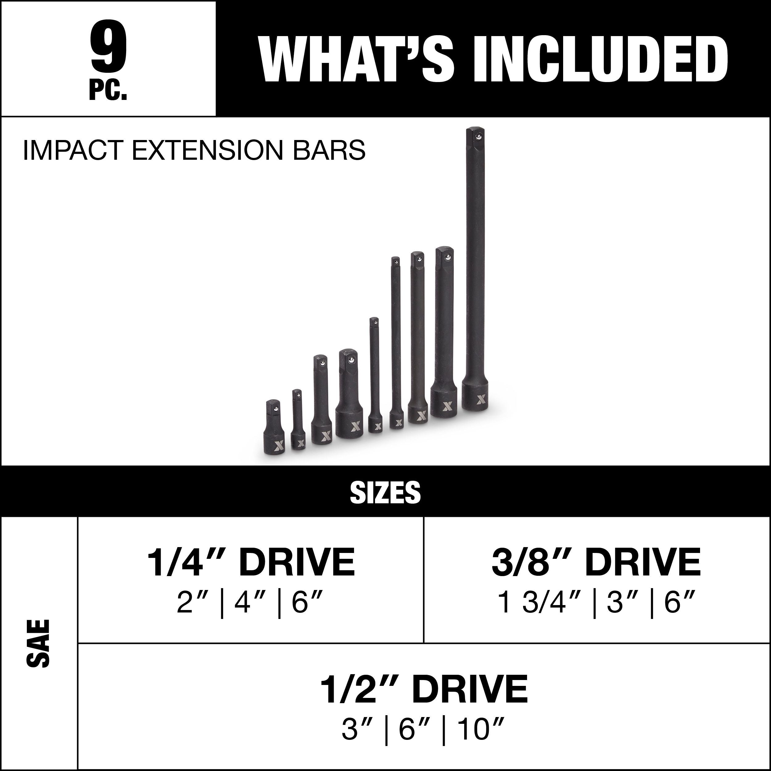 MAXIMUM Schlagextensionsstab, 9-pc, sae/metric, CRMO