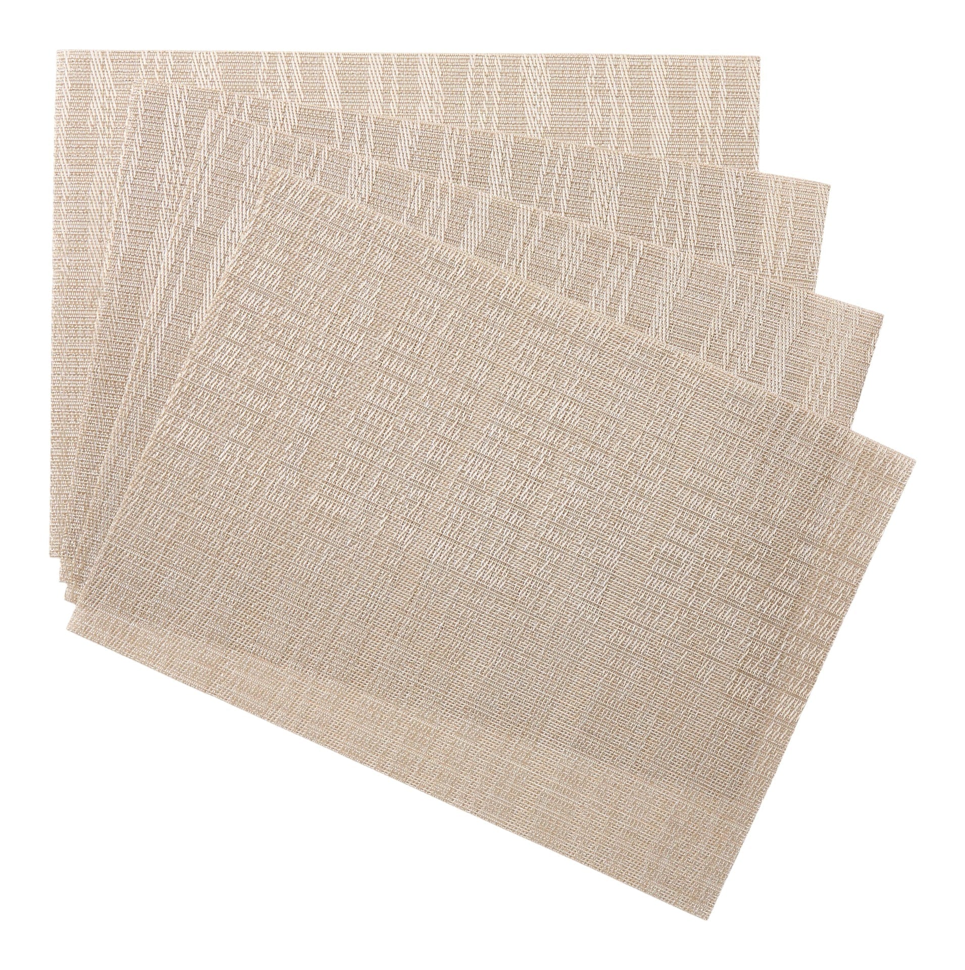 CANVAS Lurex Rechteck textilene gewebte Placemat, Prosecco, 13-in x 18-in, 4-pk