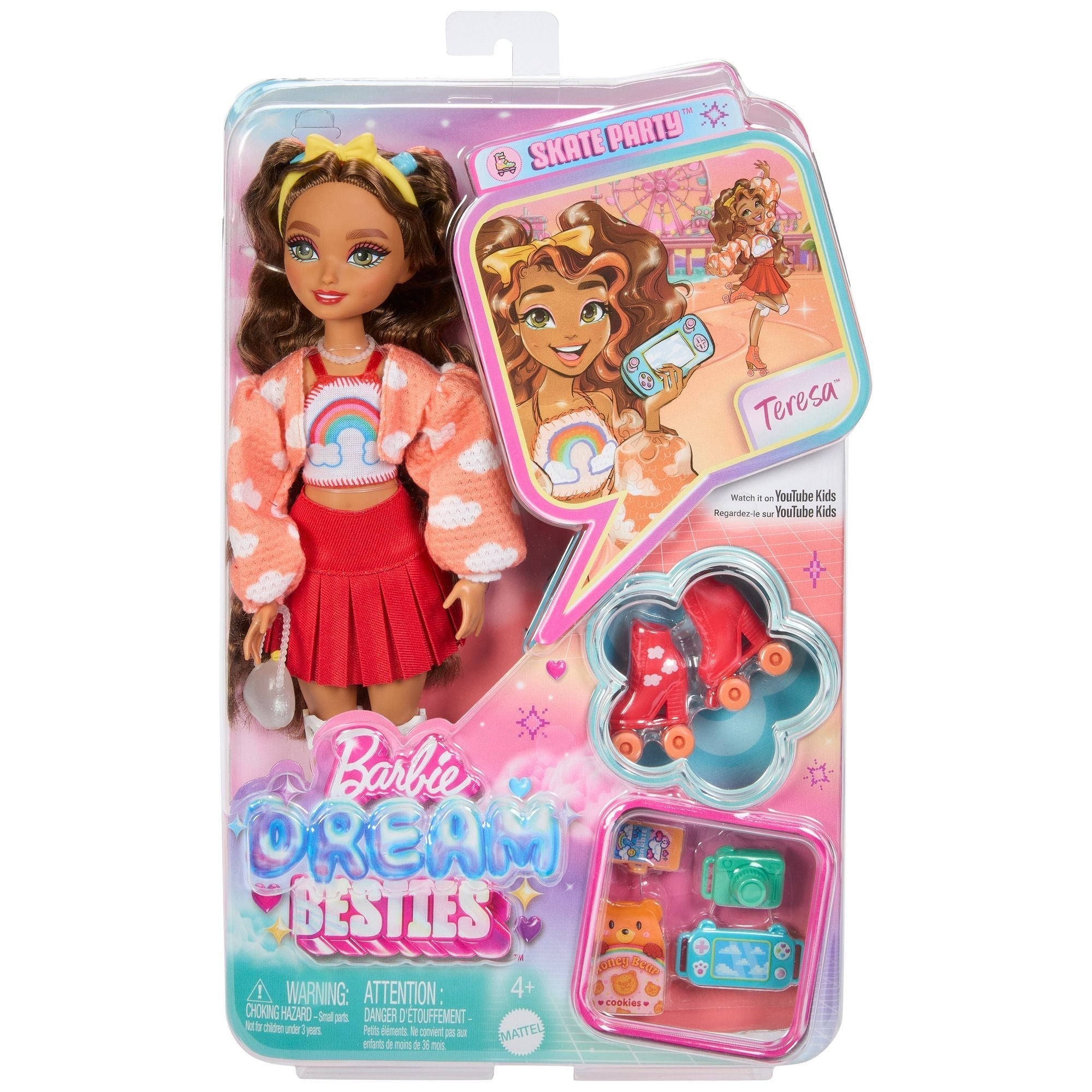 Barbie Dream Besties Skate-Party-Core-Modepuppe für 4+ Jahre, verschiedene Stile