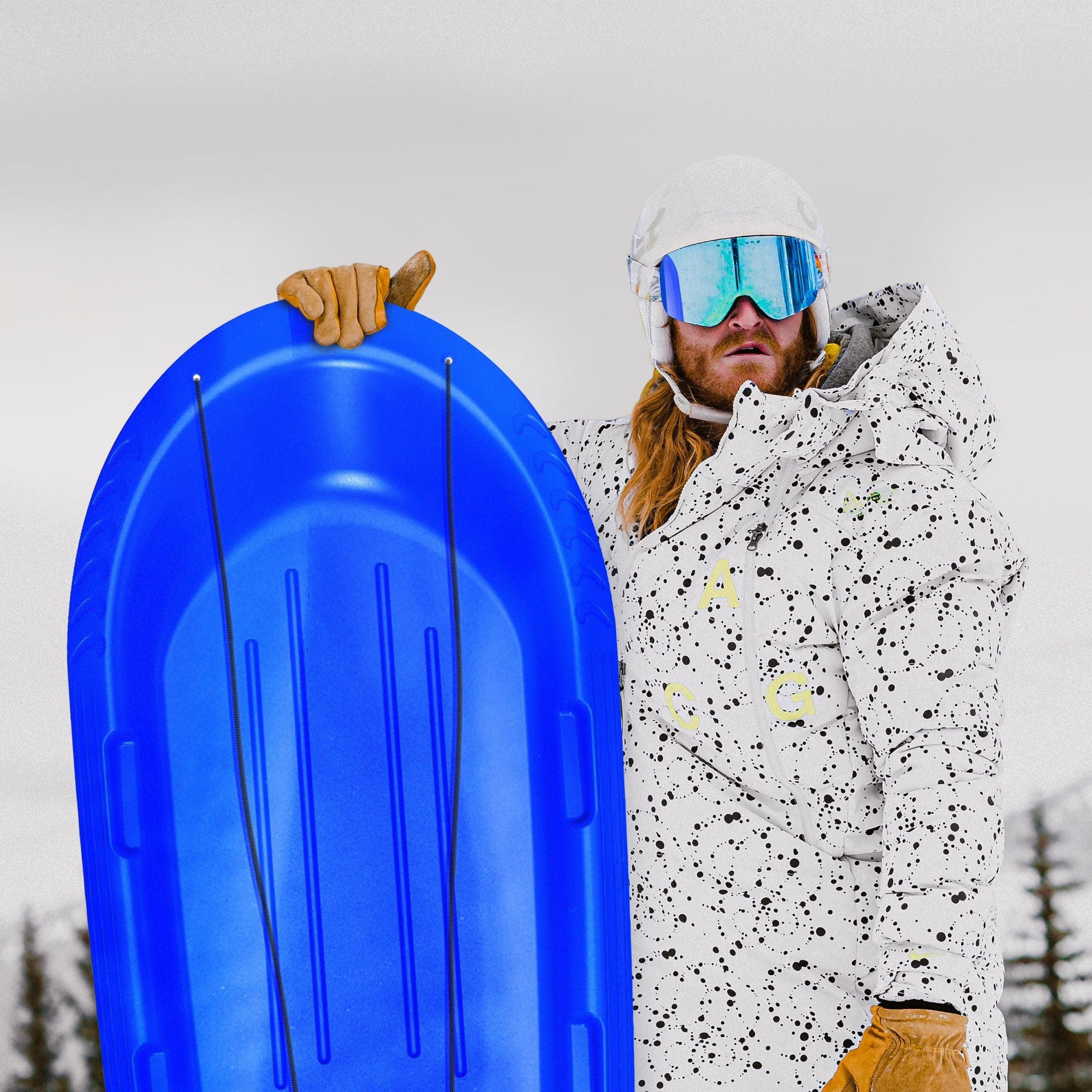 Manitou Kinder große 3-Personen leichtes Plastik Winter Schneeschlitten / Rodel