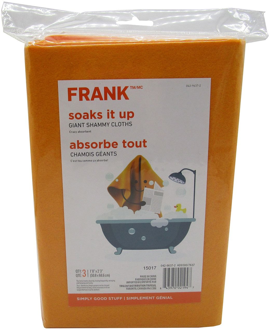 FRANK Allzweckmaschinenwaschbares synthetisches Riesentuch, orange, 3-pk