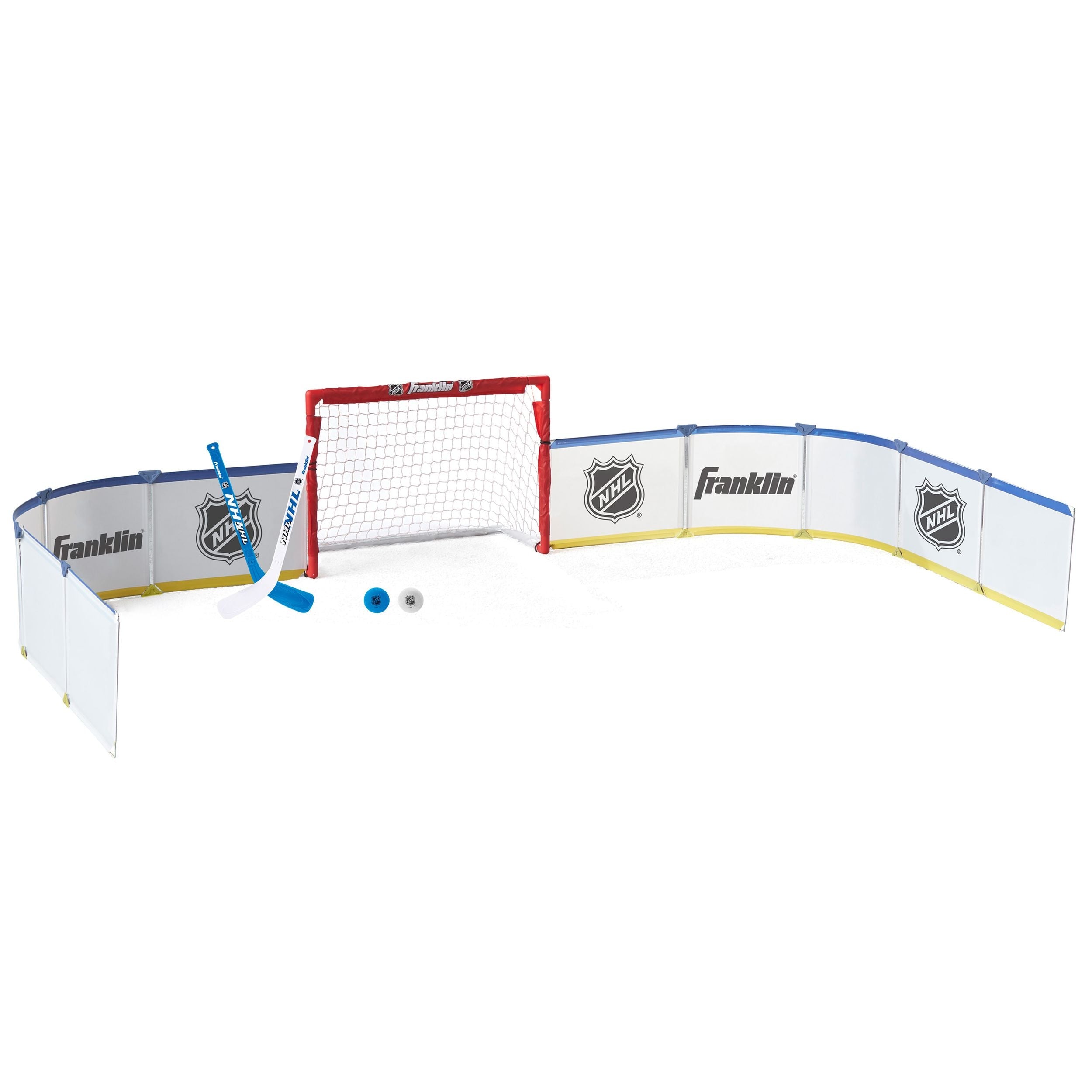 Franklin NHL Mini-Hockey-Halbbahn mit Netz, Stöcken, Bällen und Brettern