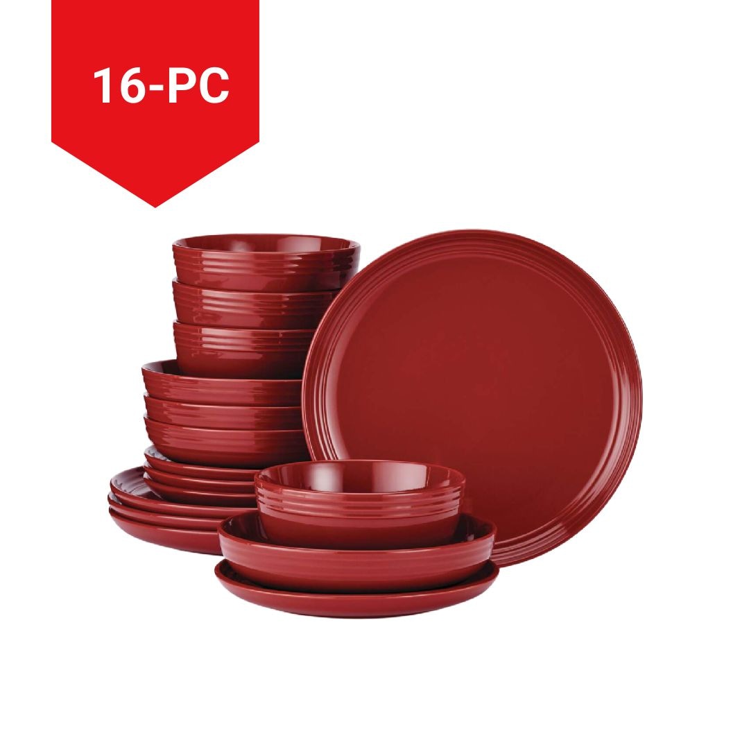 CANVAS edenhill Bauernhaus Bistro Steinzeug Geschirr, serviert 4, 16-pc, rot