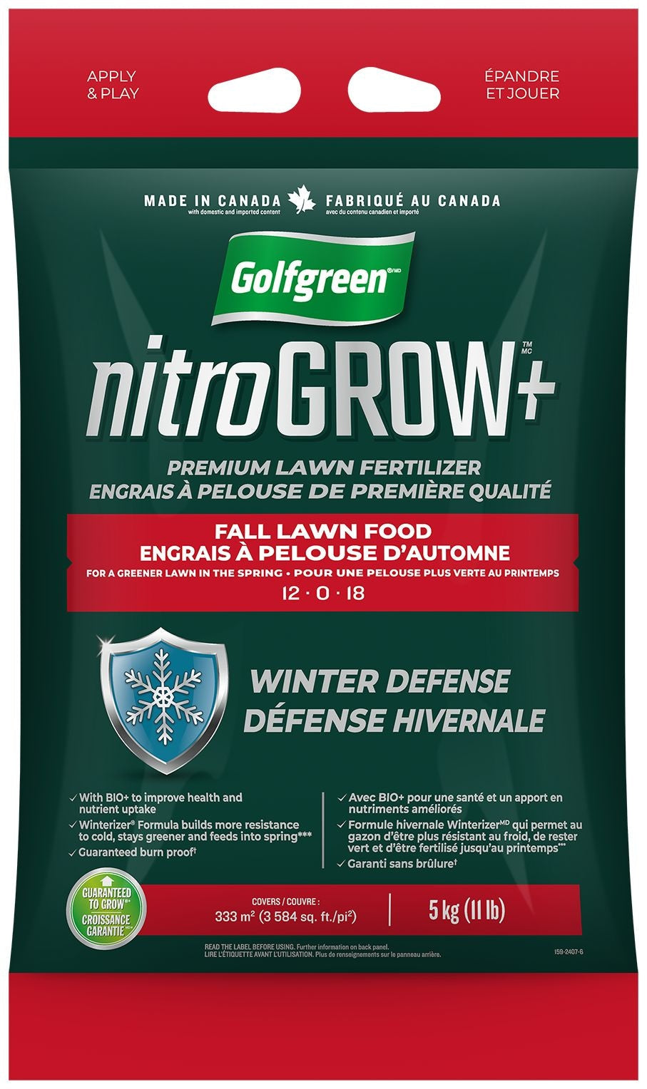 Golfgreen Nitrogrow + Fallrasenfutter, 12-0-18, 5-kg