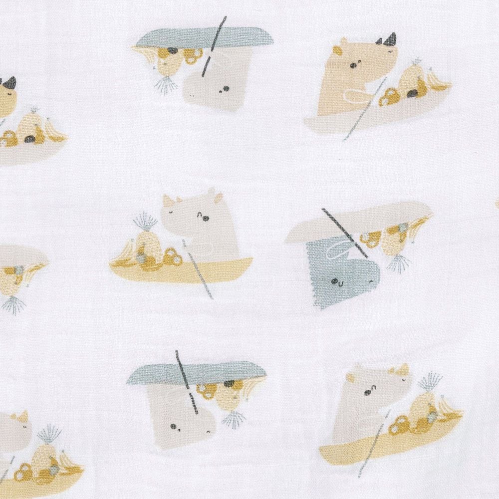 Perlimpinpin Baumwollmuselin Baby Swaddle Decke, Nashörner