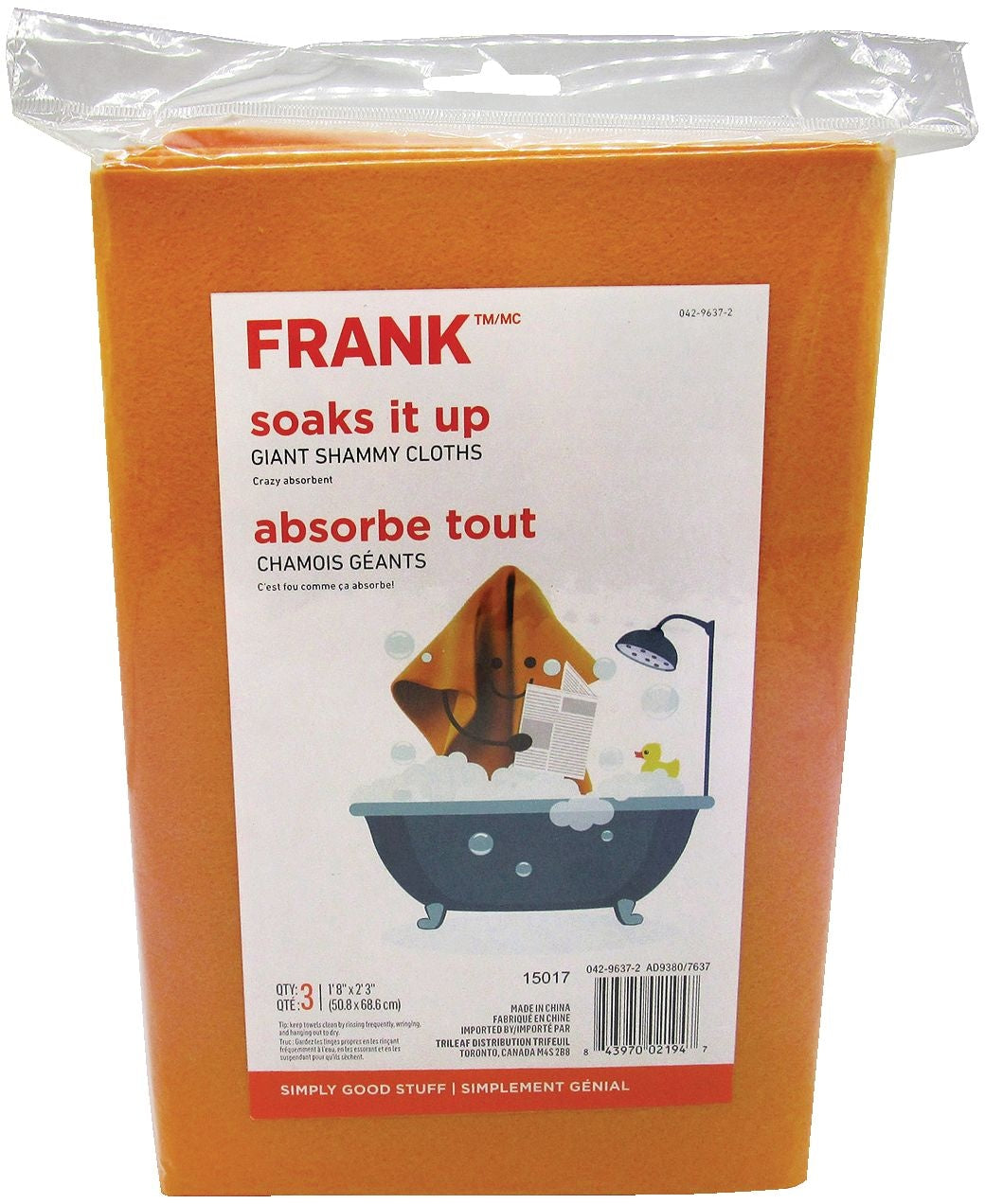 FRANK Allzweckmaschinenwaschbares synthetisches Riesentuch, orange, 3-pk