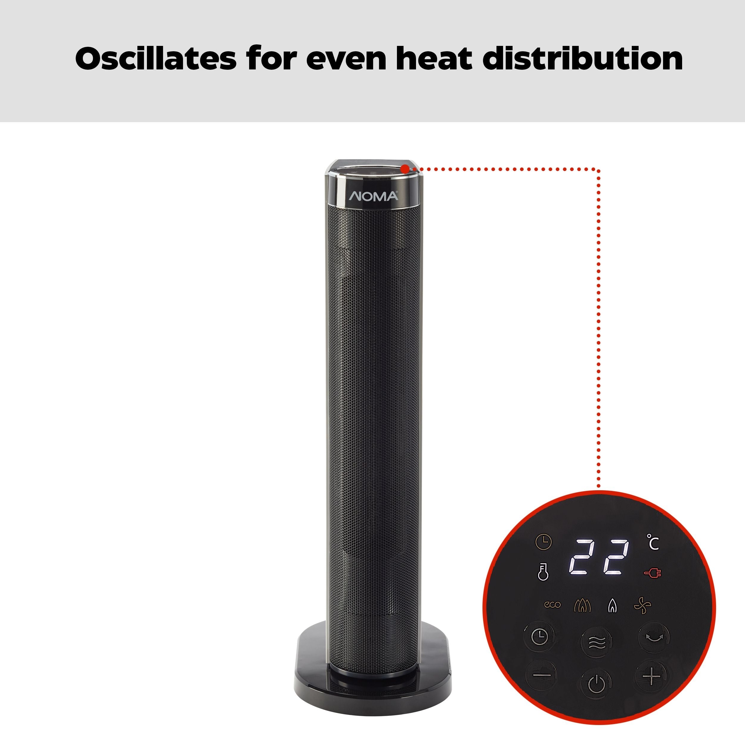NOMA Digitale Turmkeramikheizung mitFernsteuerung & Thermostat, 1500W, weiß, 24-in
