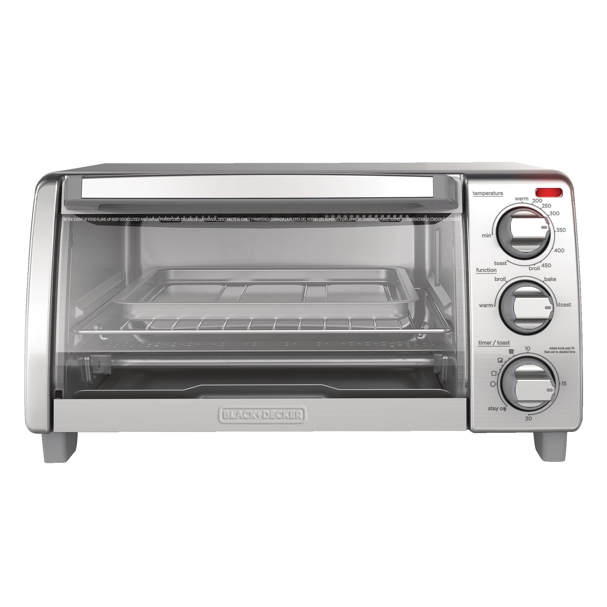 Black & Decker Toasterofen mit natürlicher Konvektion, Edelstahl, 4-Scheiben