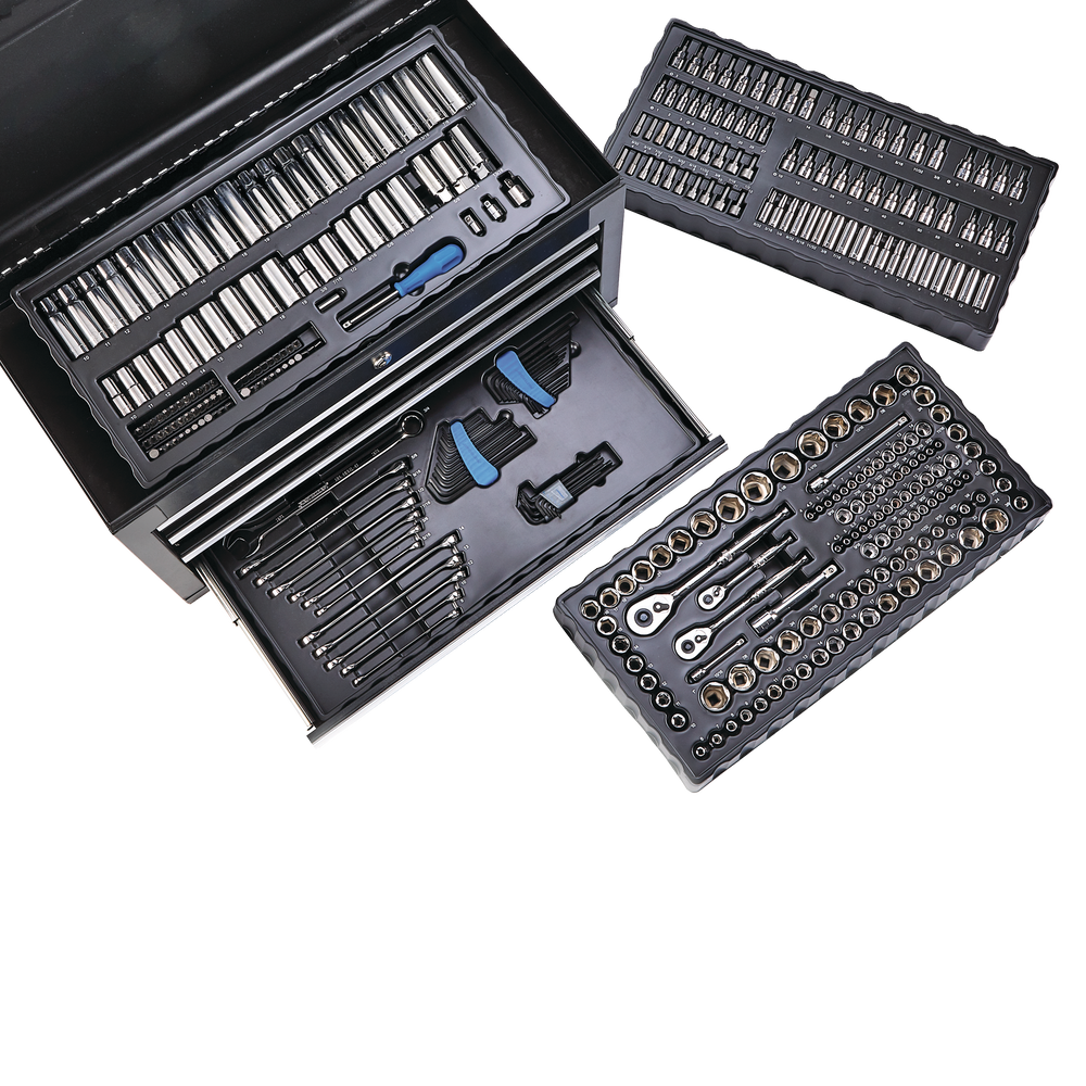 Mastercraft Steckdose, 350-pc, SAE / metrisch, CRV, Nickel-Chrom-plattierung