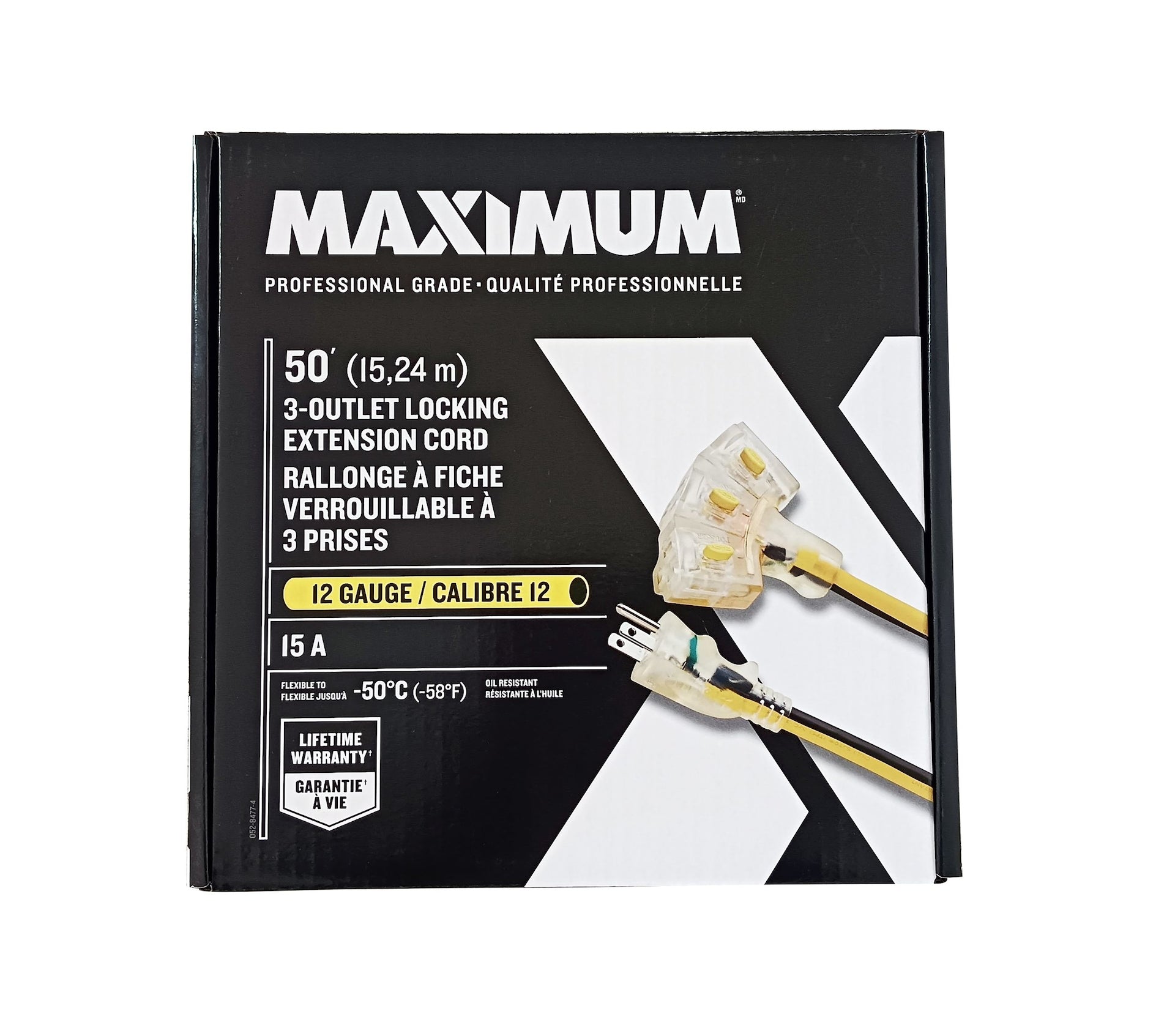 MAXIMUM 3-Ausgangsverriegelungsverlängerungskabel, 50-ft, gelb/schwarz