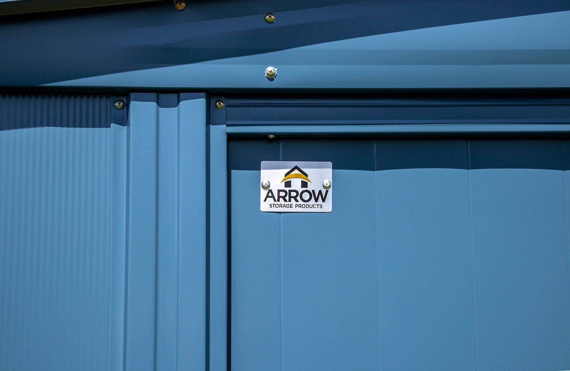 Arrow Klassisches 14x12-ft blau graues korrosionsbeständiges Stahlschuppen