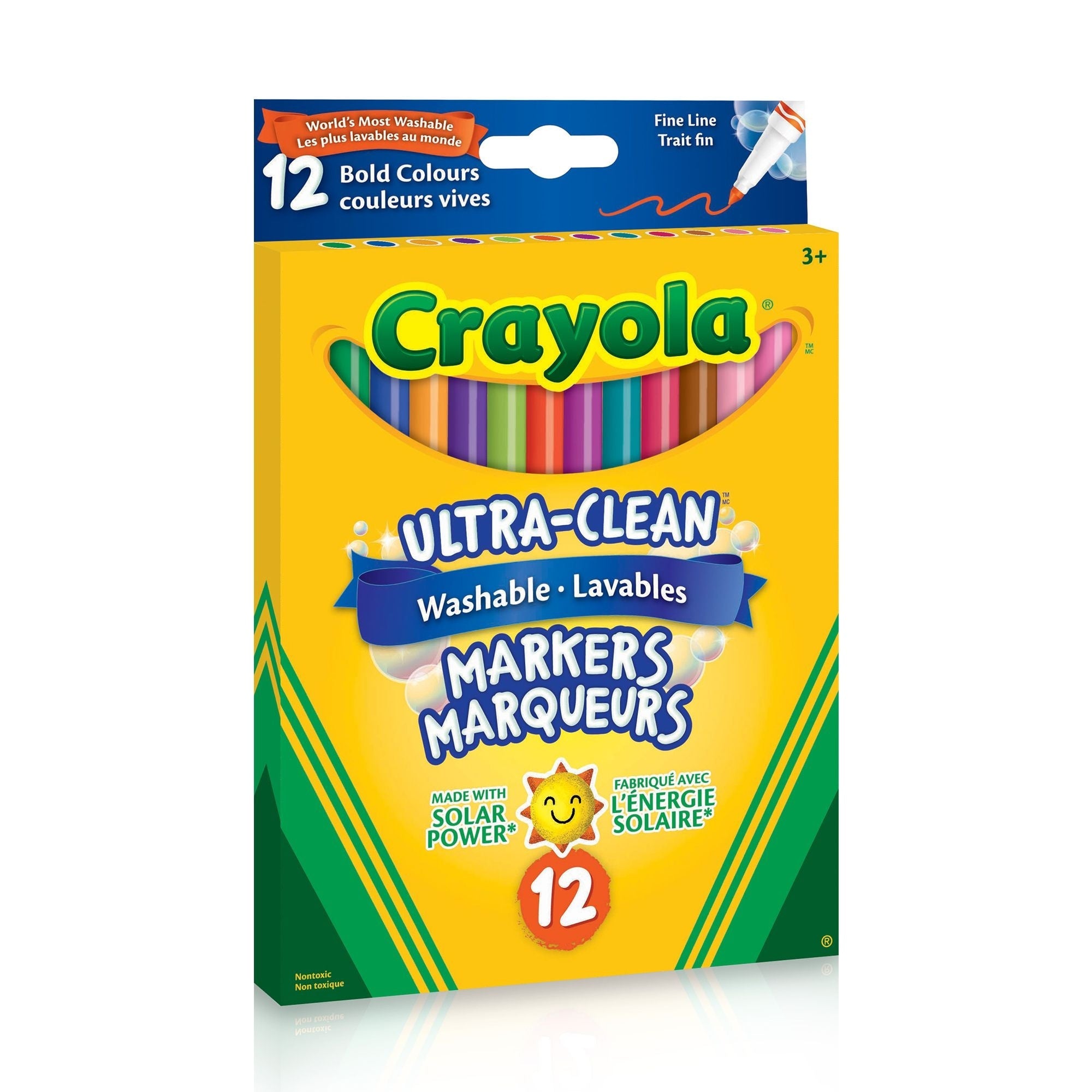 Crayola ultrarein waschbare feine Spitzenmarker für Zeichen/Farbe, mehrfarbig, 12-pk, Alter 3+