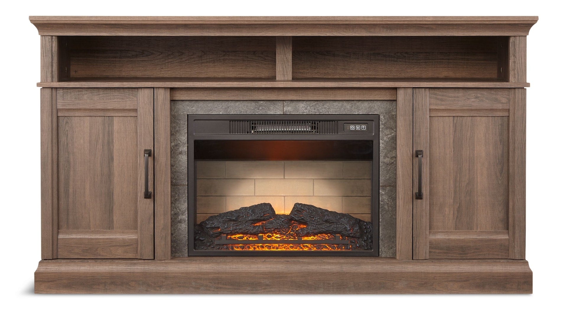 CANVAS abbotsford Medienkonsole Elektro-Kamin-TV-Ständer, 60-in, 1400W, beinhaltet Fernbedienung, braun