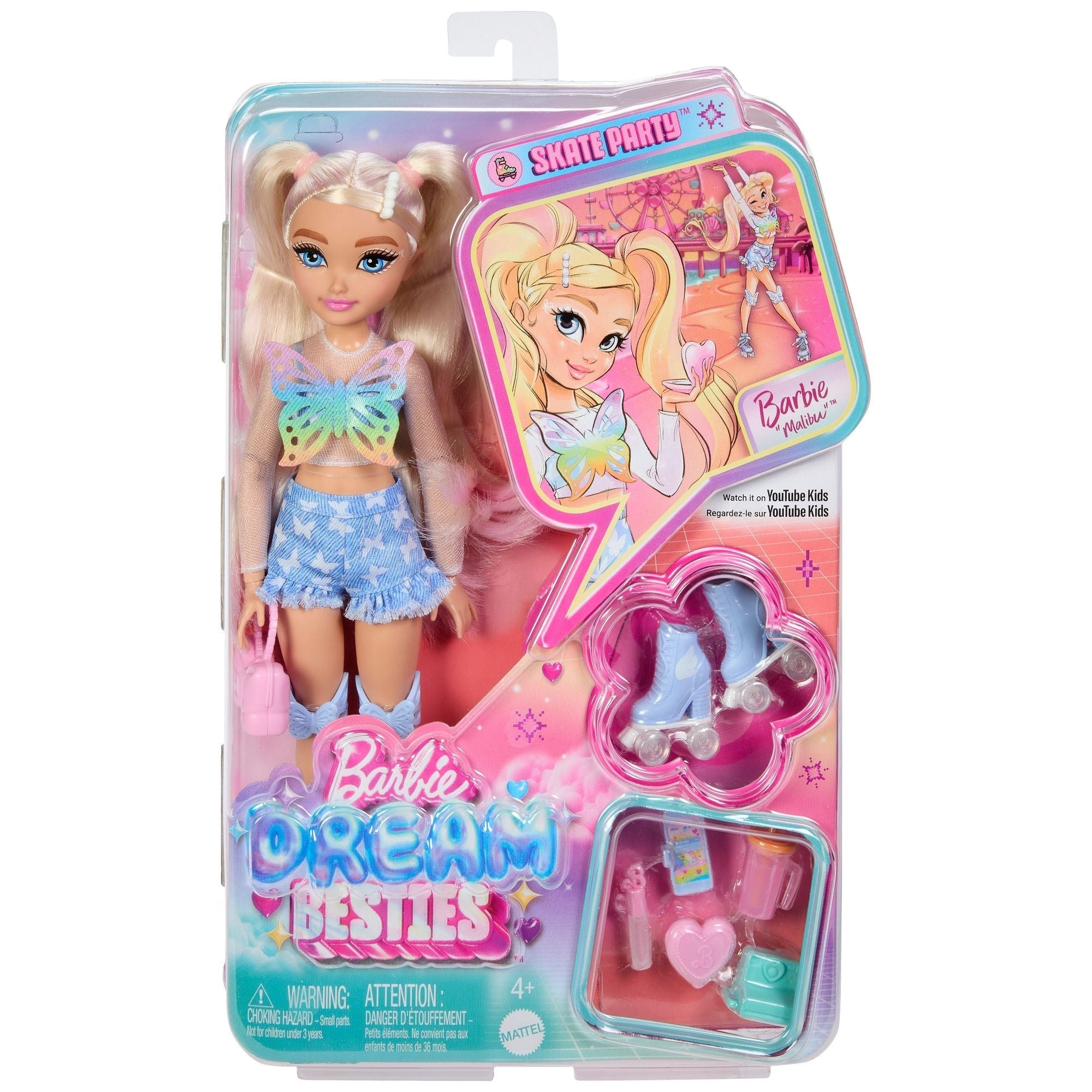 Barbie Dream Besties Skate-Party-Core-Modepuppe für 4+ Jahre, verschiedene Stile