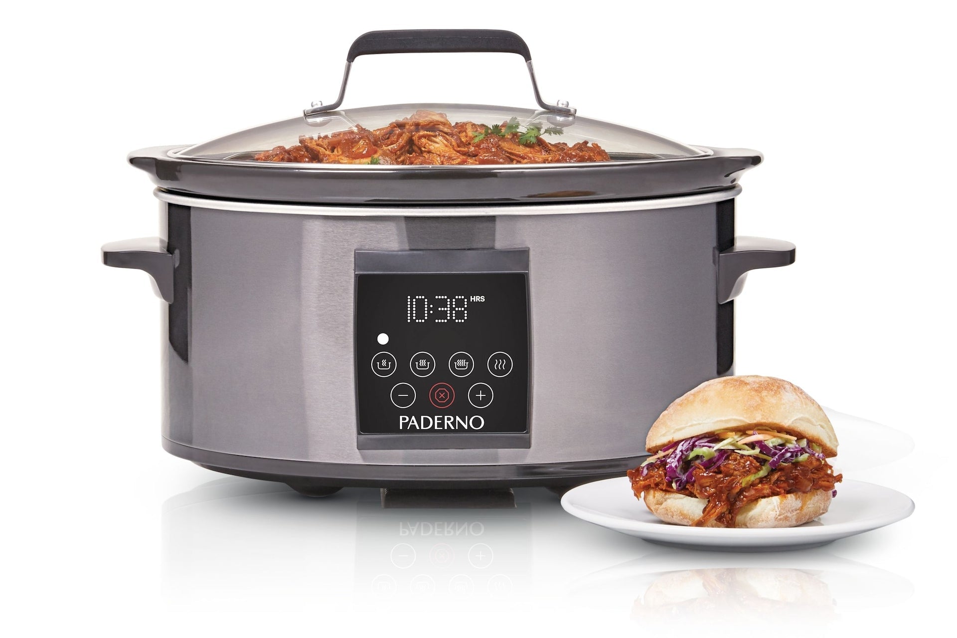 PADERNO digital programmierbarer Slow Cooker, schwarzer Edelstahl, 6qt