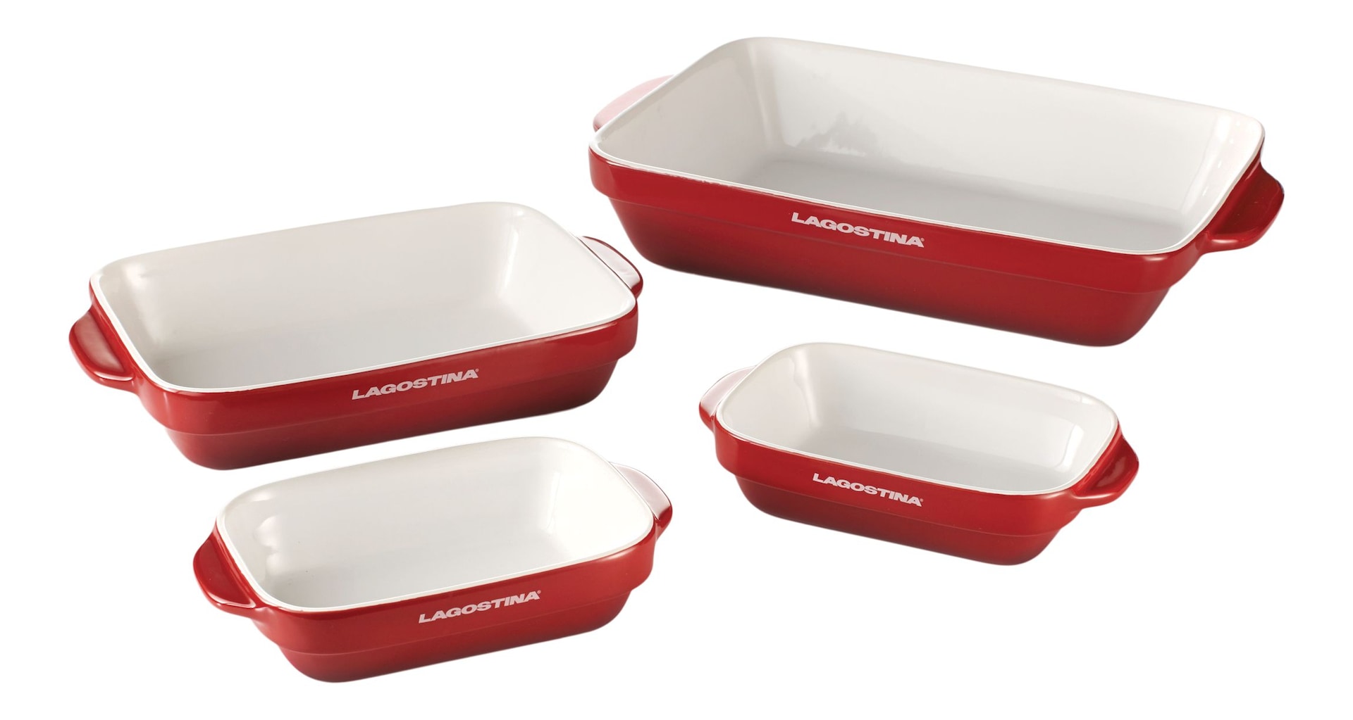 Lagostina Keramikbackwaren-Set, rot, verschiedene Größen, 4-pc