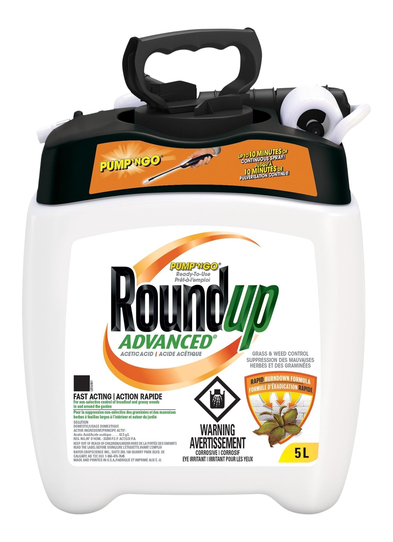 Roundup fortgeschrittene gebrauchsfertige Bekämpfung von Gras und Unkraut/Killer mit Pump-n-Go-Applikator, 5-L