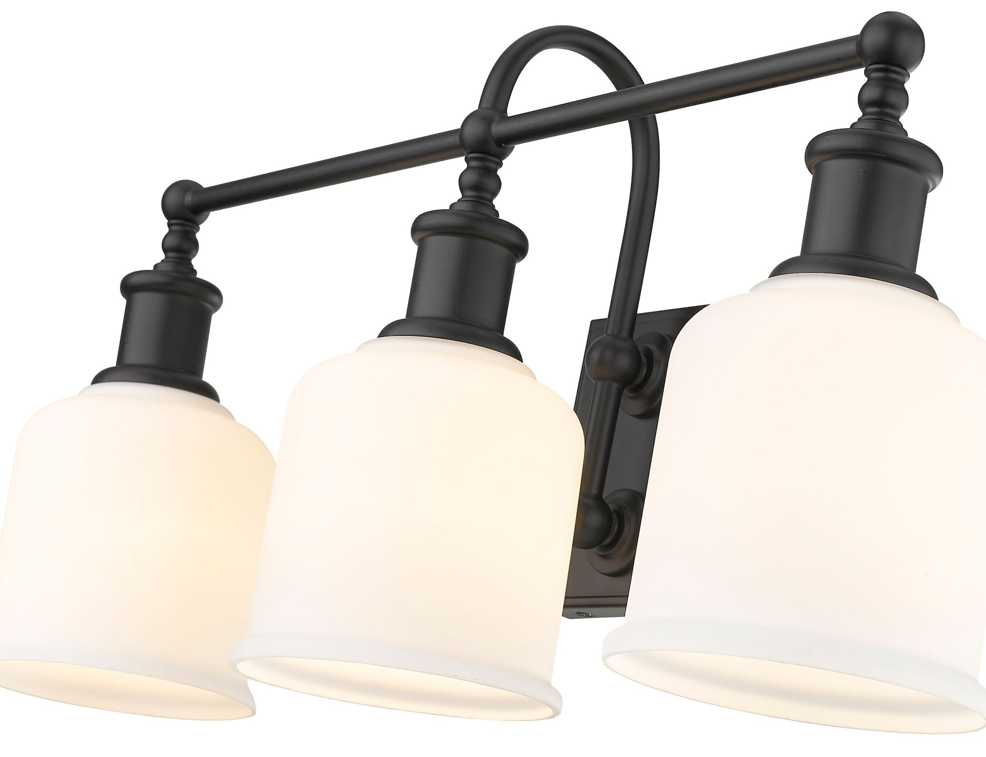 Z-Lite bryant 3-Licht-Eitellicht, schwarz mit Opalton