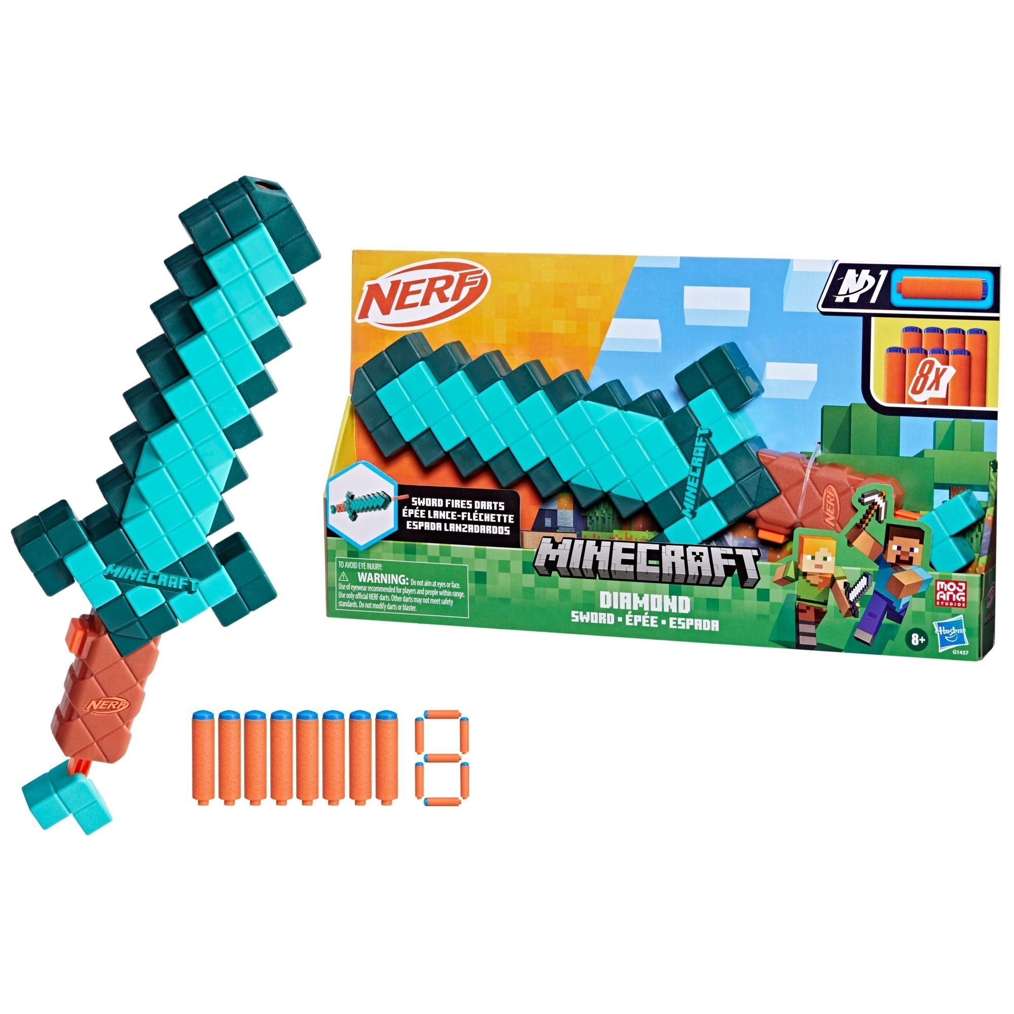 NERF Minecraft Diamant-Schwertpfeilblaser mit 8 N1 Darts