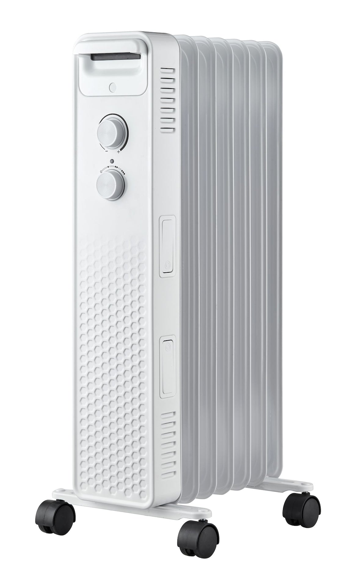 NOMA 3-Stell mechanische ölgefüllte Heizung mit einstellbarem Thermostat, Lenkrollen & Griff, 1500W, weiß