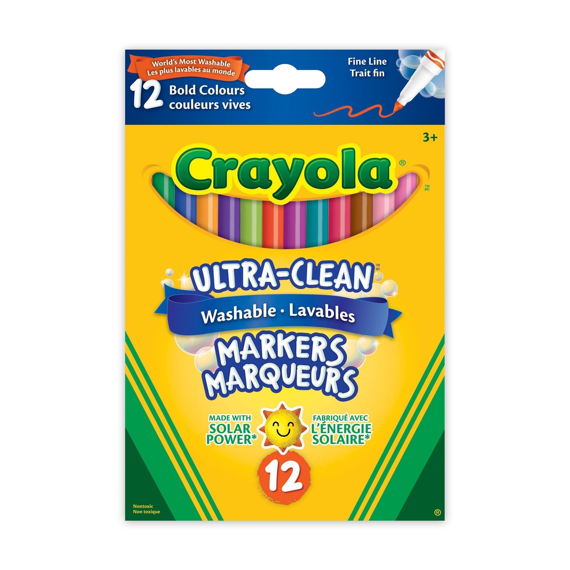 Crayola ultrarein waschbare feine Spitzenmarker für Zeichen/Farbe, mehrfarbig, 12-pk, Alter 3+