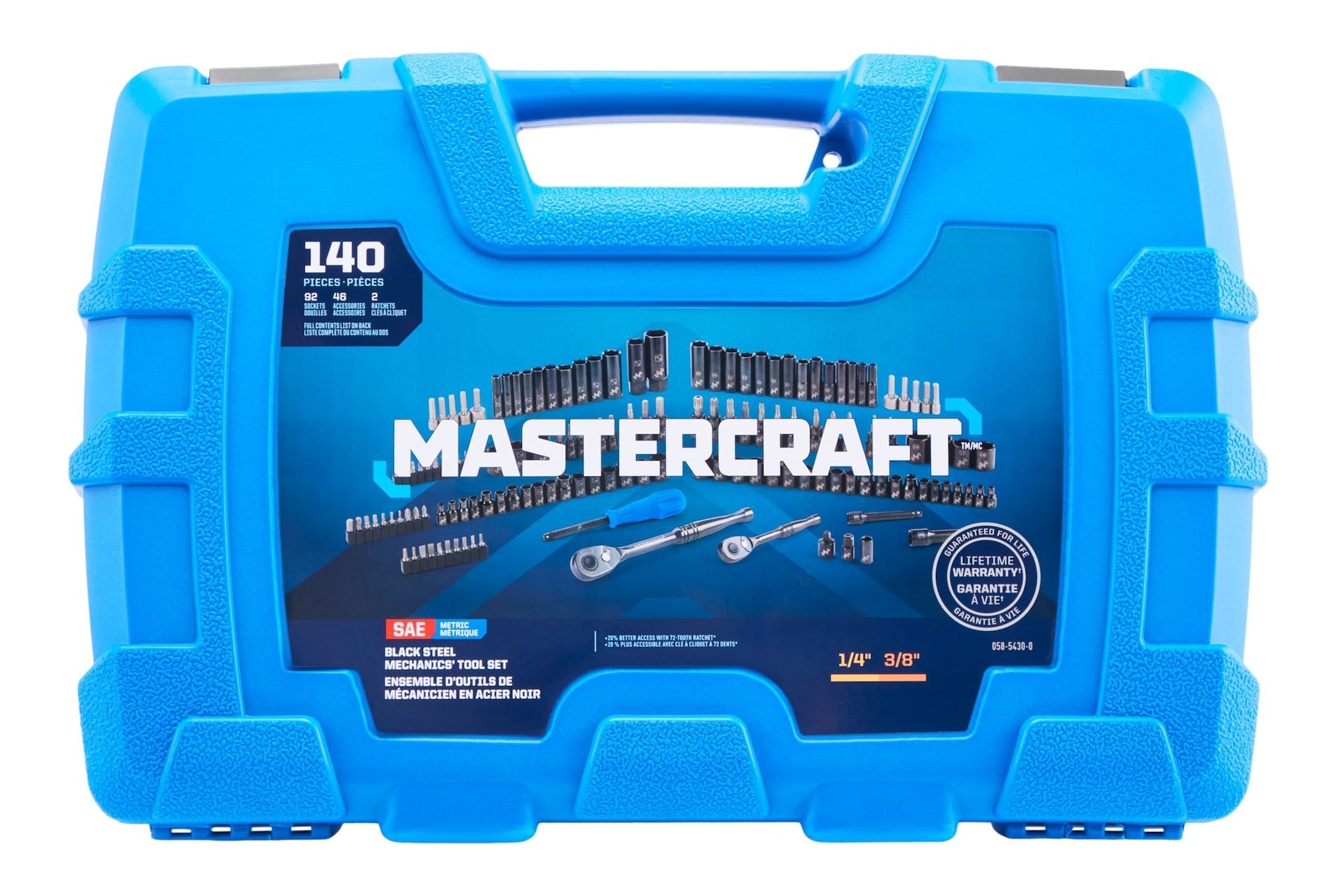 Mastercraft 140 Stück 1/4" und 3/8" Laufwerk schwarze Steckdose