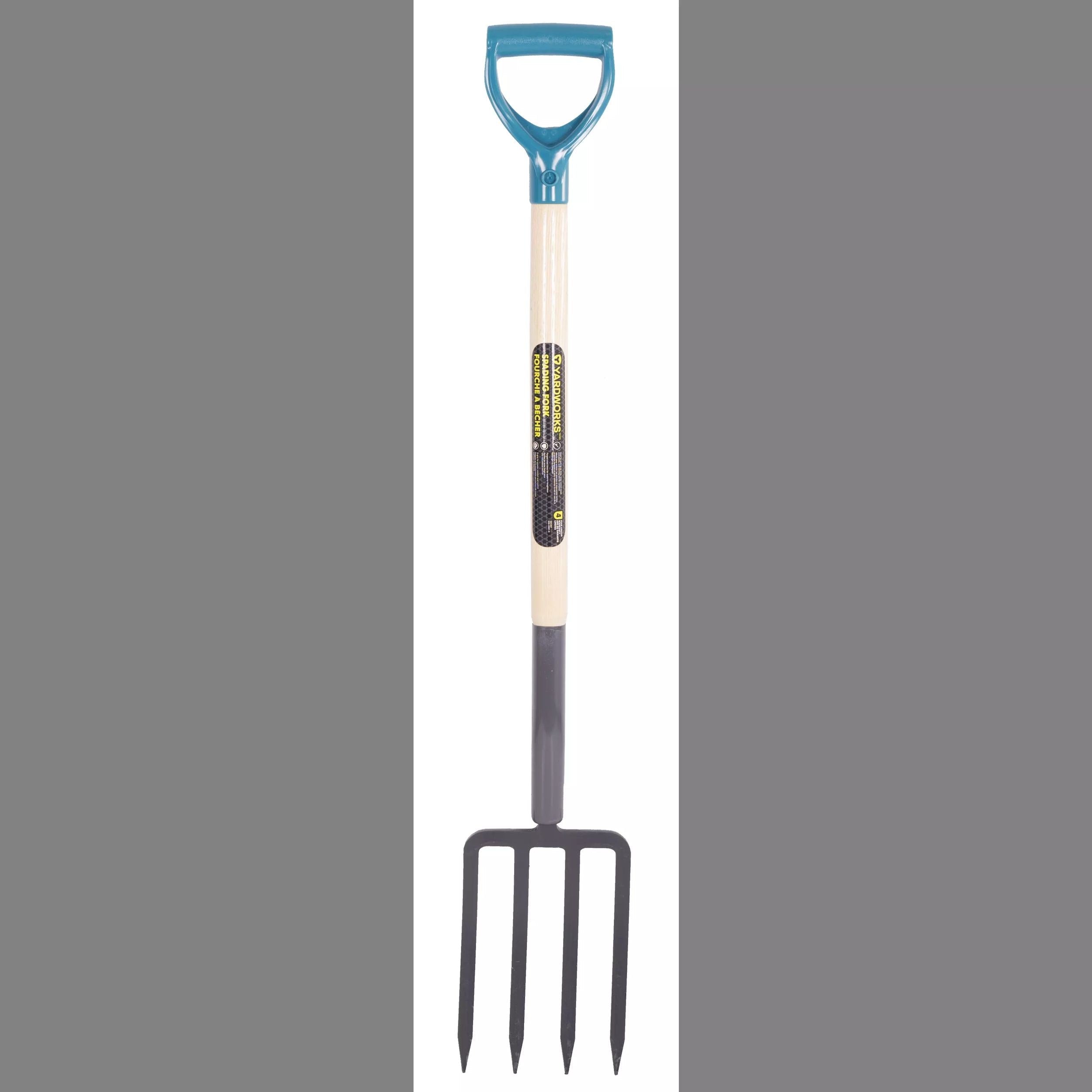 Yardworks 4-Zinn-D-Griff-Gartengabel aus Hartstahl, 30,5-in-Holzschaft