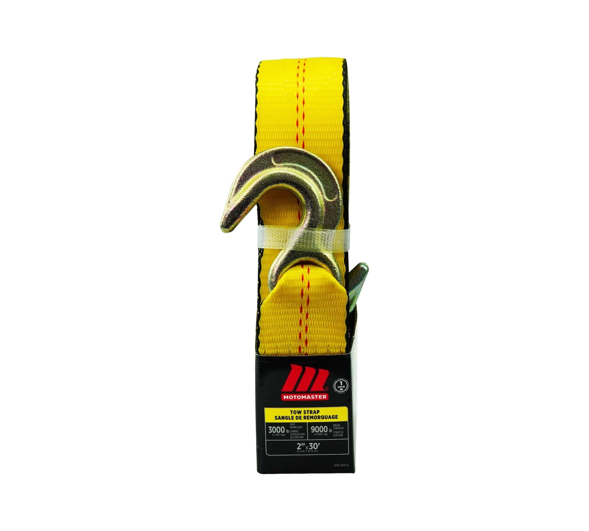 MotoMaster 9.000-lb Abschleppband, mit rostfesten Haken, 2-in x 30-ft
