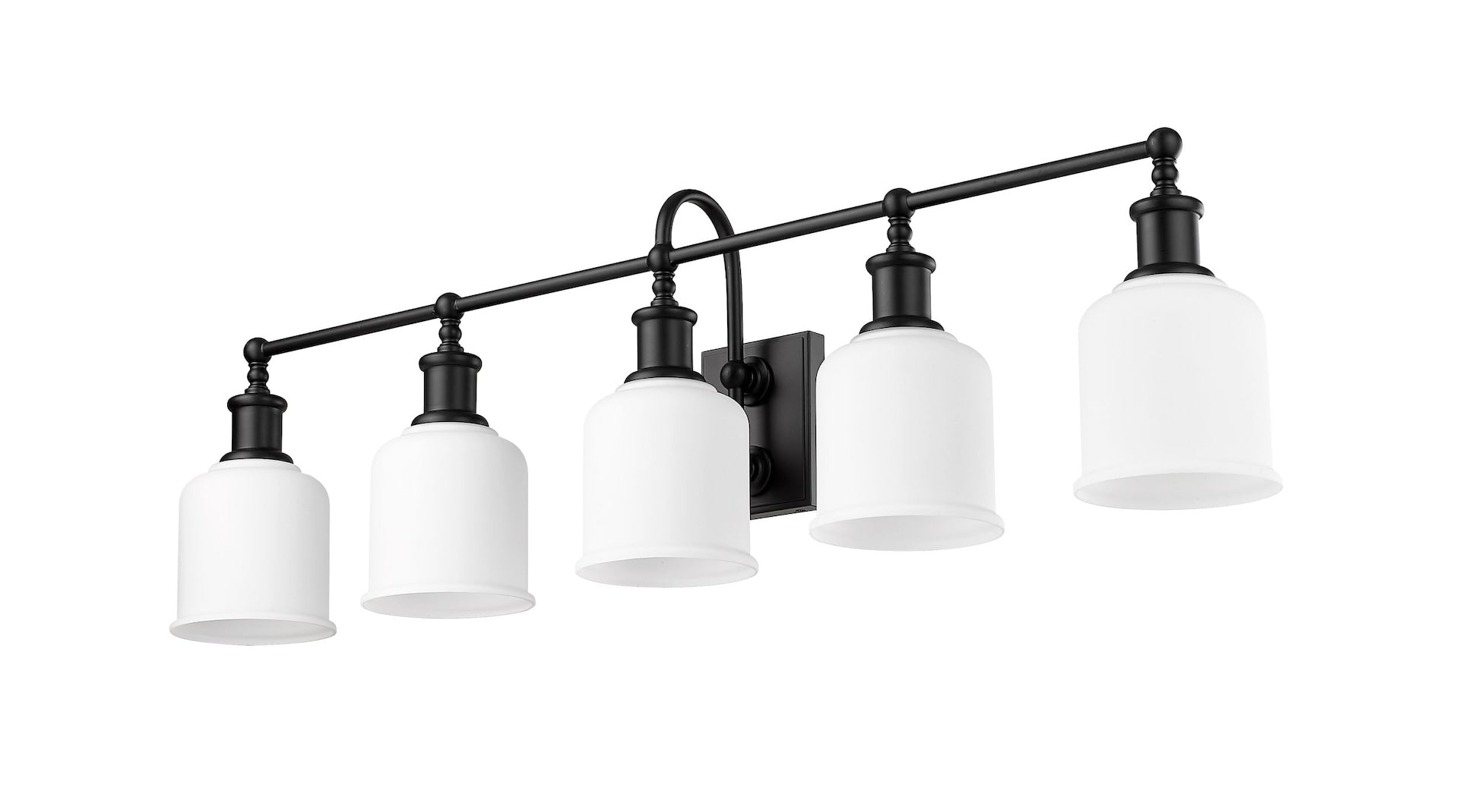 Z-Lite bryant 5-Licht-Eitelkeitslicht, schwarz mit Opalton
