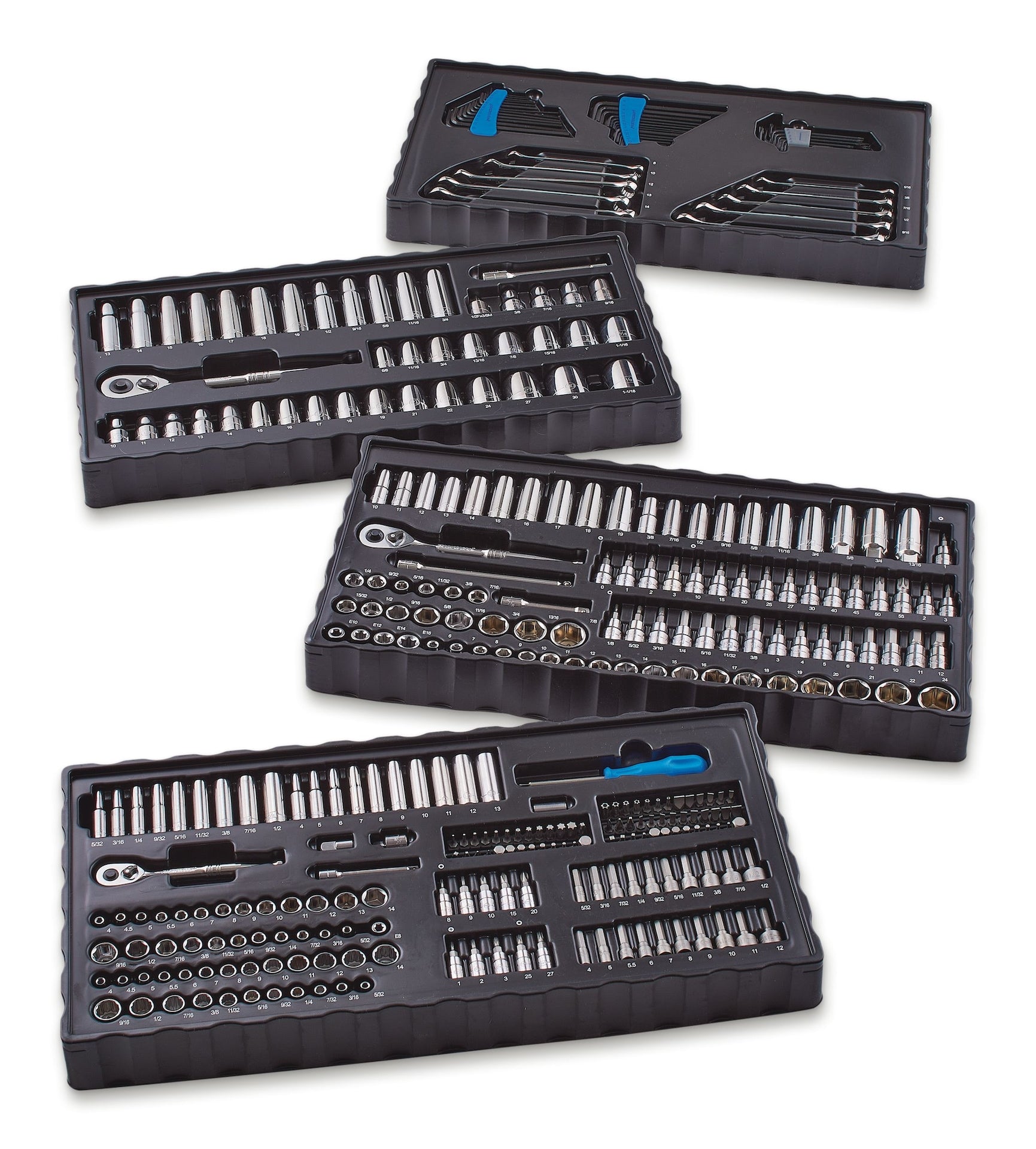 Mastercraft Steckdose, 350-pc, SAE / metrisch, CRV, Nickel-Chrom-plattierung