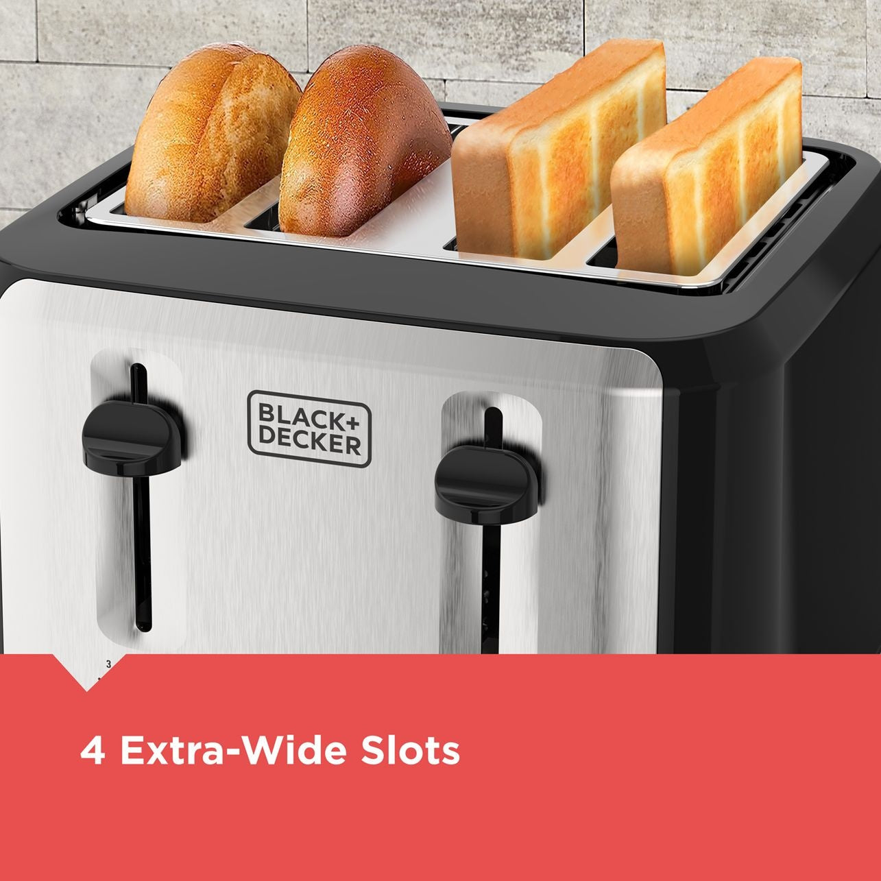 Black & Decker extra breite Slots Toaster mit 7 Einstellungen, 4-Scheiben