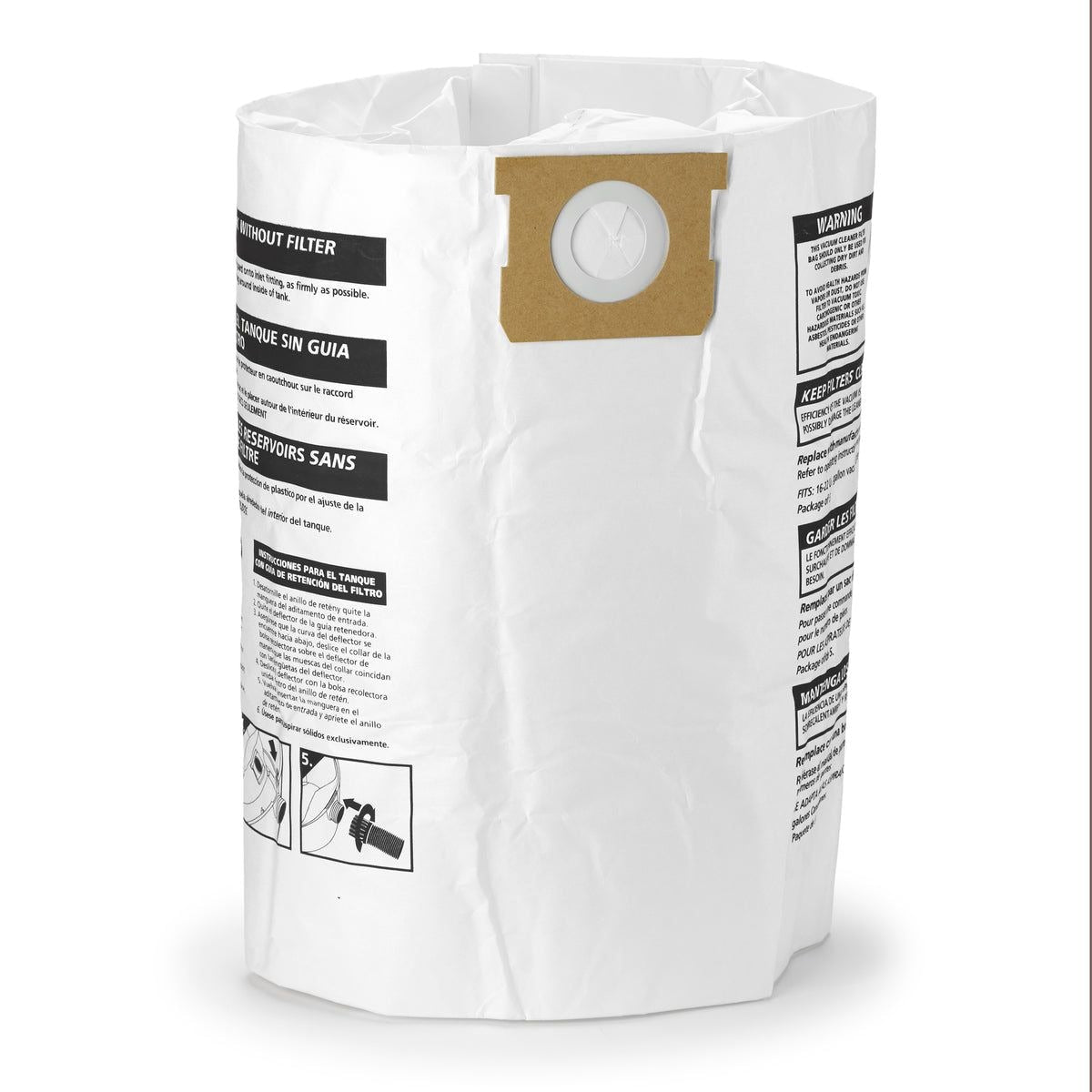 Shop-Vac Einweg-Papierstaubsammelfilterbeutel für Nass-/Trockensauger, 37-53 l, 3-pk