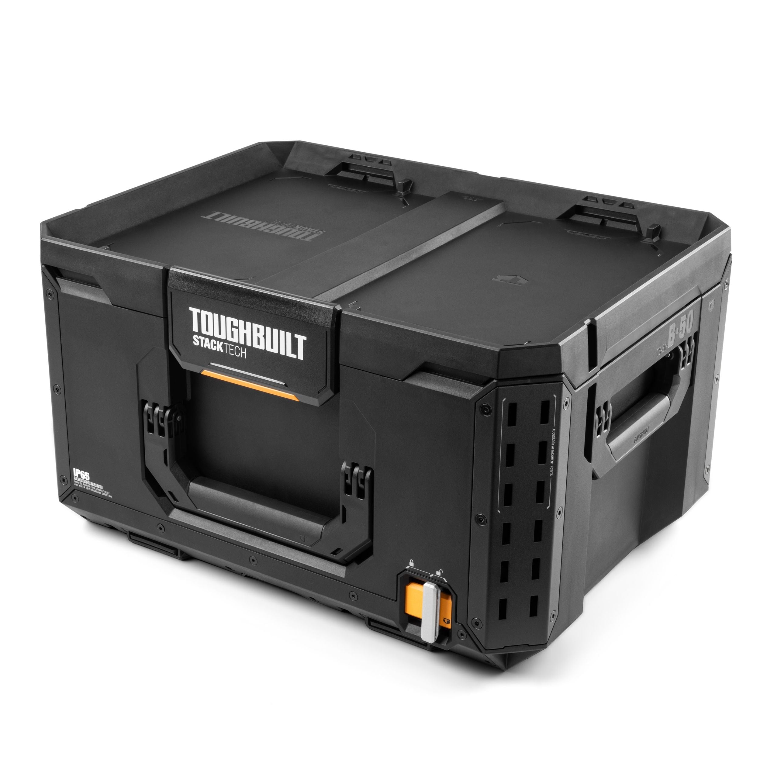 ToughBuilt Stacktech mittlere tragbare modulare Kunststoff / Metall-Werkzeugbox mit Innenschale, ip65-bewertet, schwarz