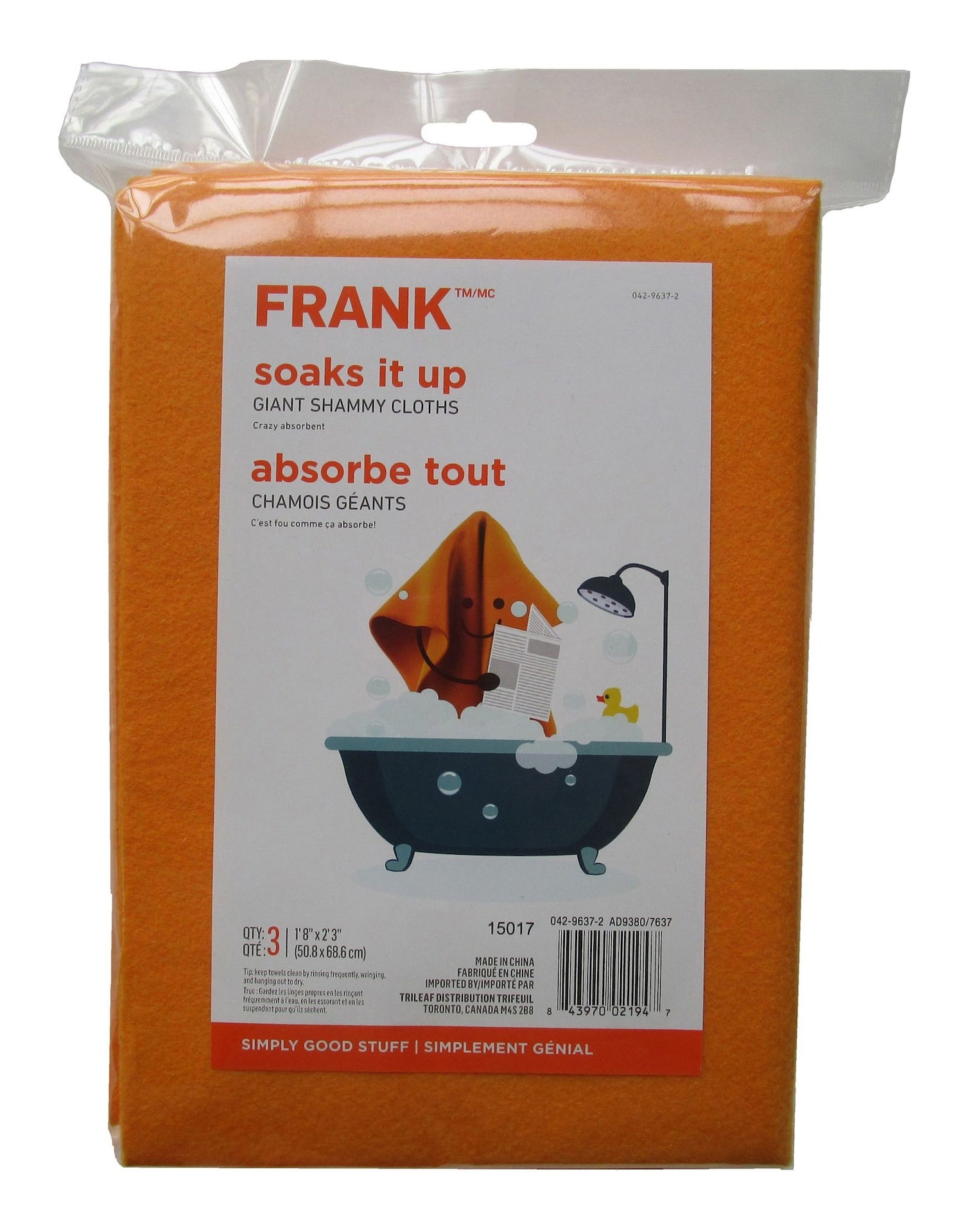 FRANK Allzweckmaschinenwaschbares synthetisches Riesentuch, orange, 3-pk