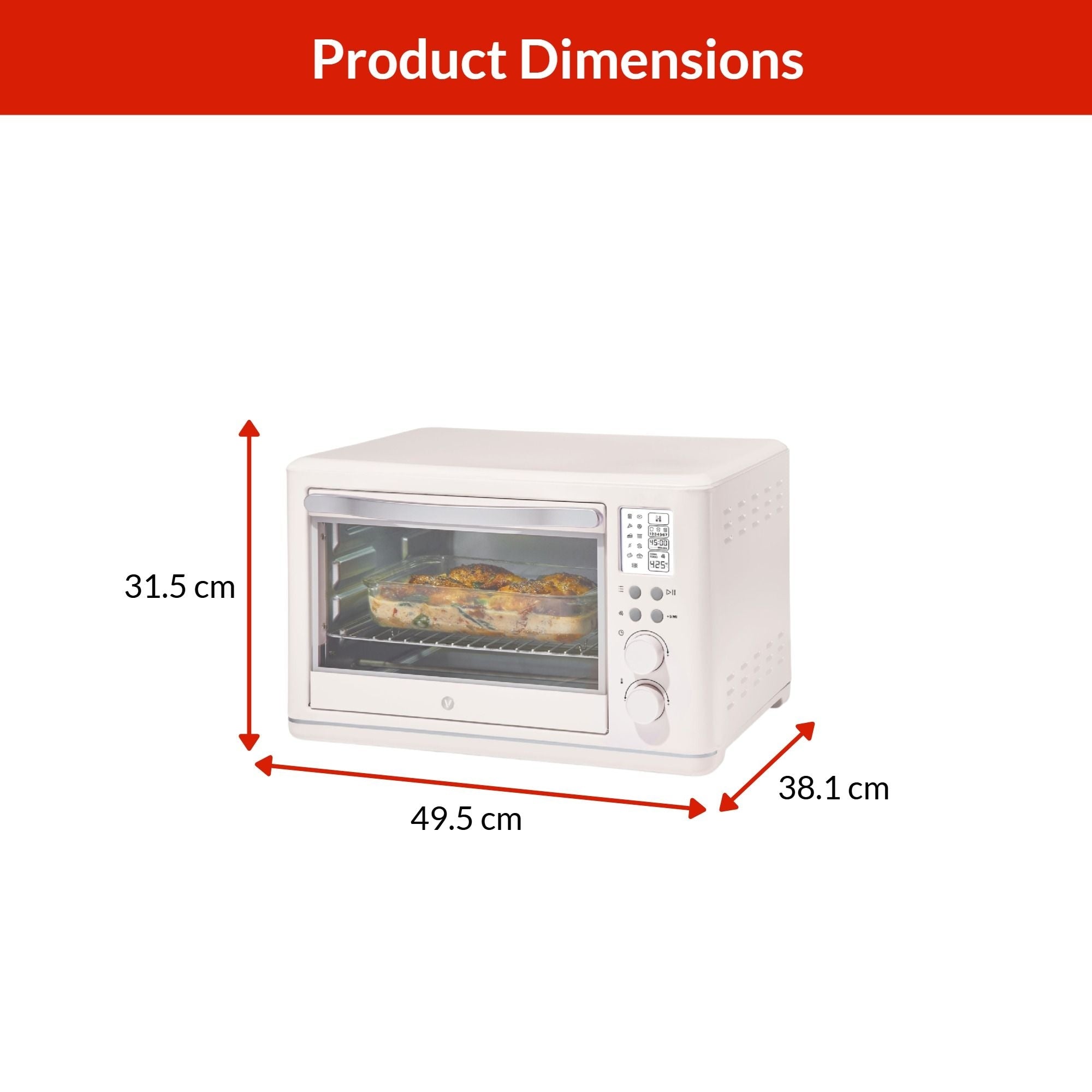 Vida by PADERNO Digitaler, multifunktionaler Fritteusen-Toasterofen mit 11 voreingestellten Funktionen, Shortbread, 6-Scheiben