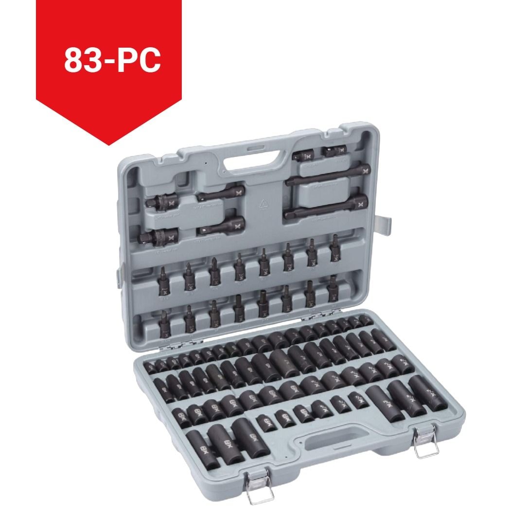 MAXIMUM 3/8-in & 1/2-in-Laufwerk professionelle Schlagbuchse, 83-pc, CRMO