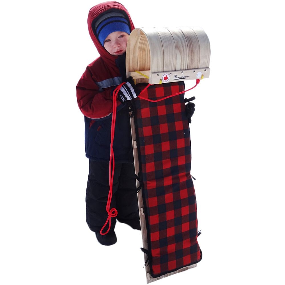 Streamridge Grizzly Kinder traditionelle Vintage-Holz-Winter Rodel & Sitzpolster, 4-ft