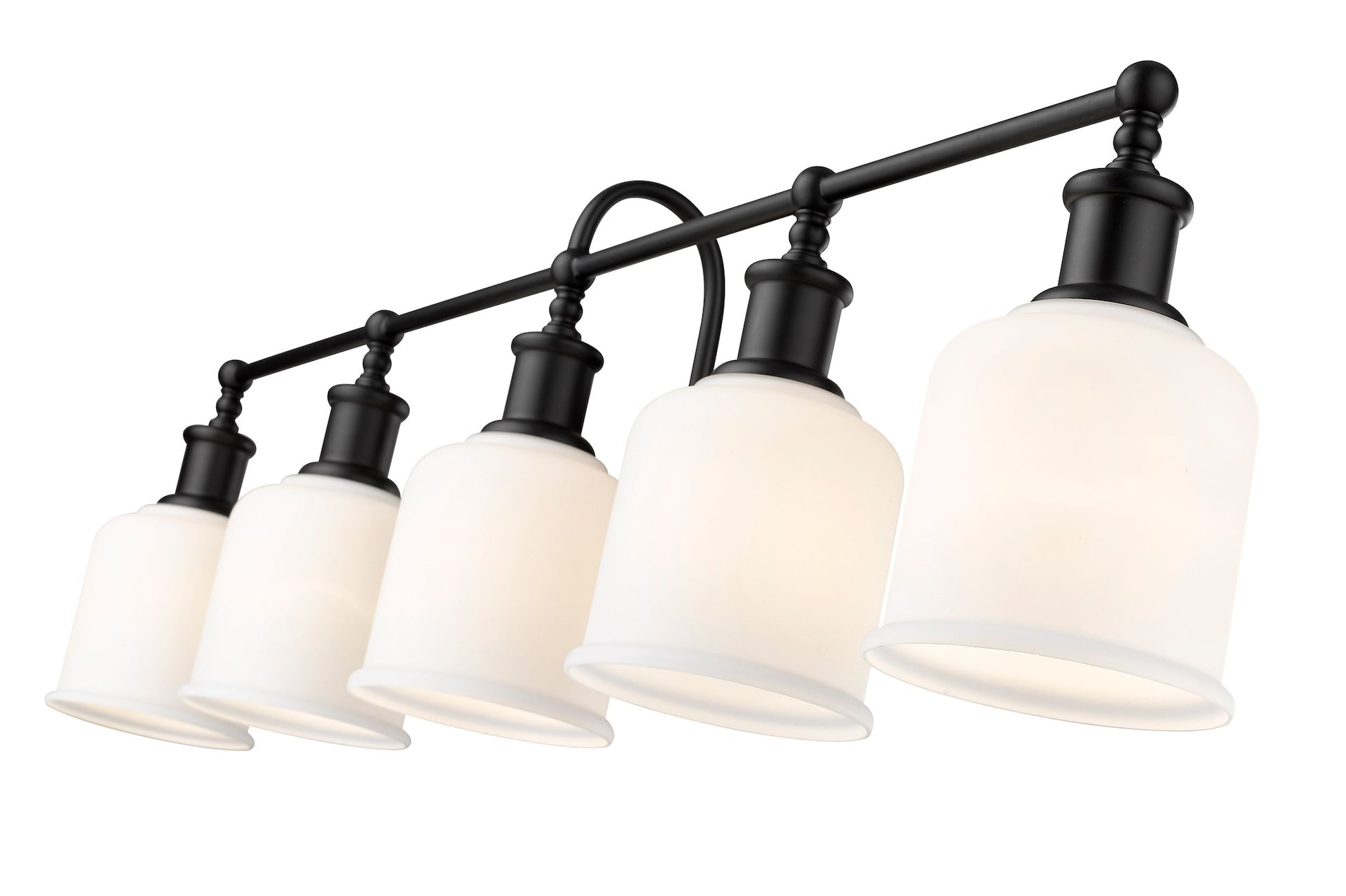Z-Lite bryant 5-Licht-Eitelkeitslicht, schwarz mit Opalton